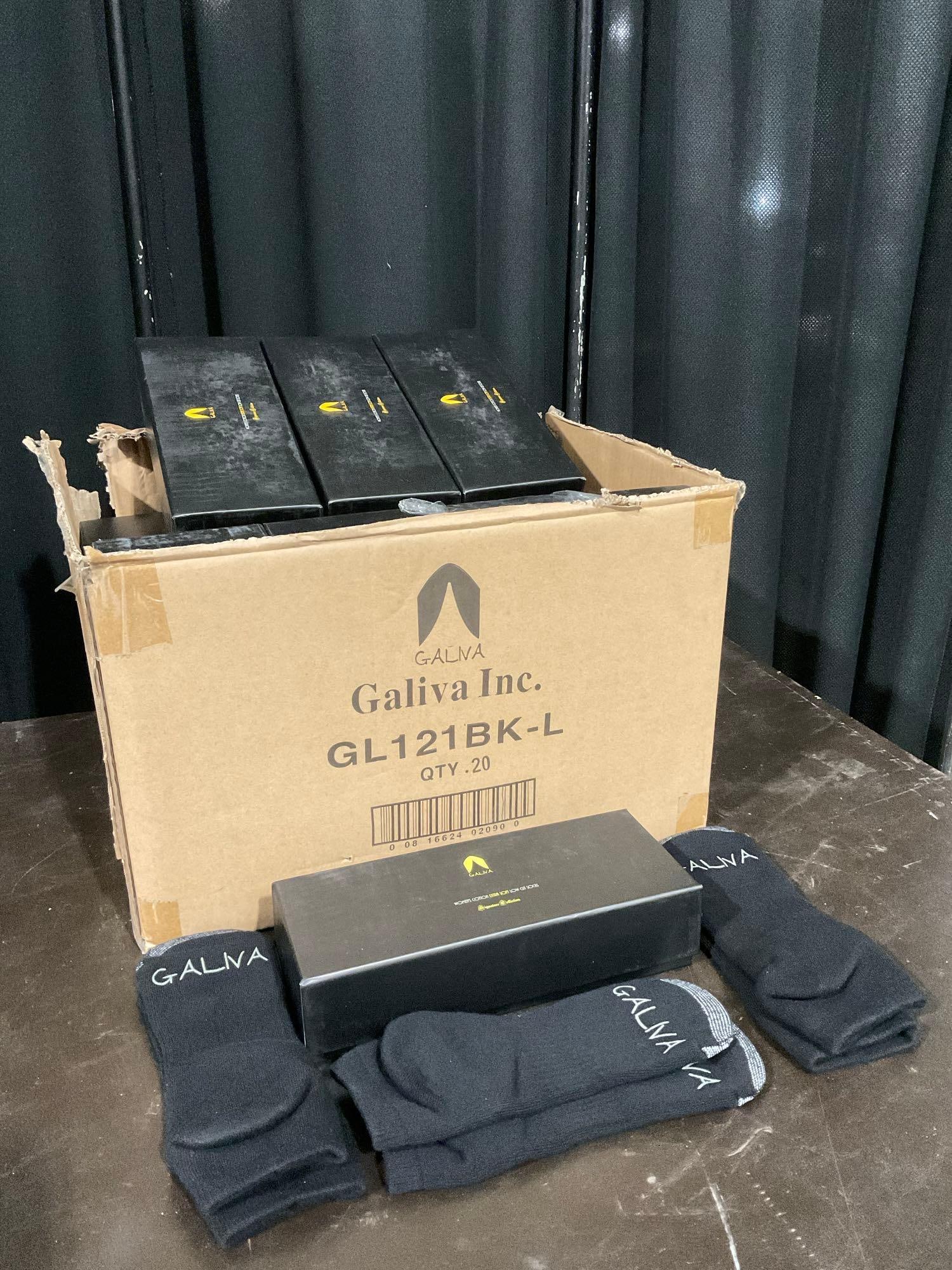 20 pcs Galiva Cotton Blend Ladies' Low Cut Socks 3-Pair Packs. Color: Black, Size: L. NIB. See pi... (1 of 5)