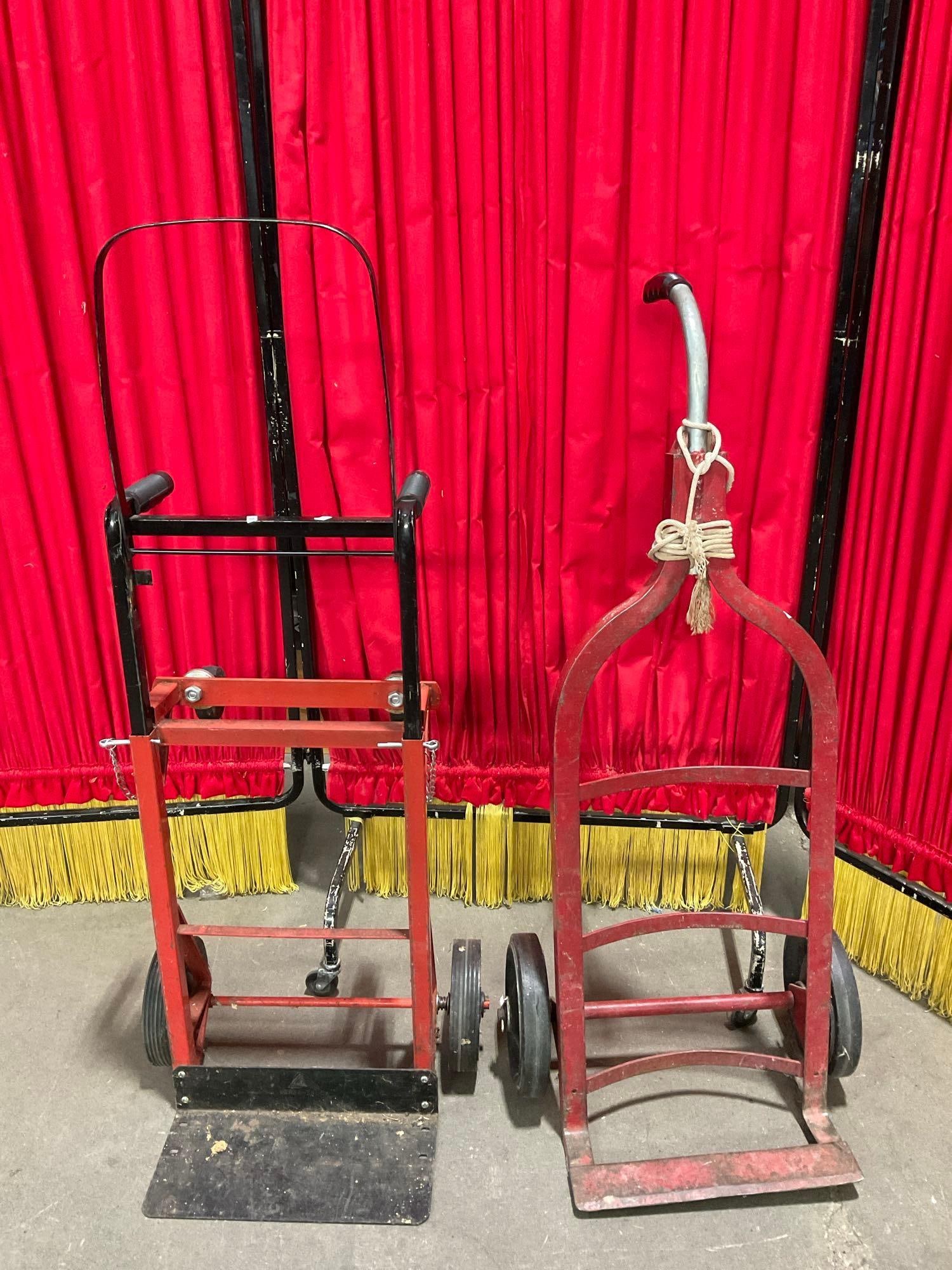 2 pcs Vintage Metal Rolling Furniture Dollies. 1x Curved Dolly for Cylinders. 1x Adjustable Mover. (1 of 6)