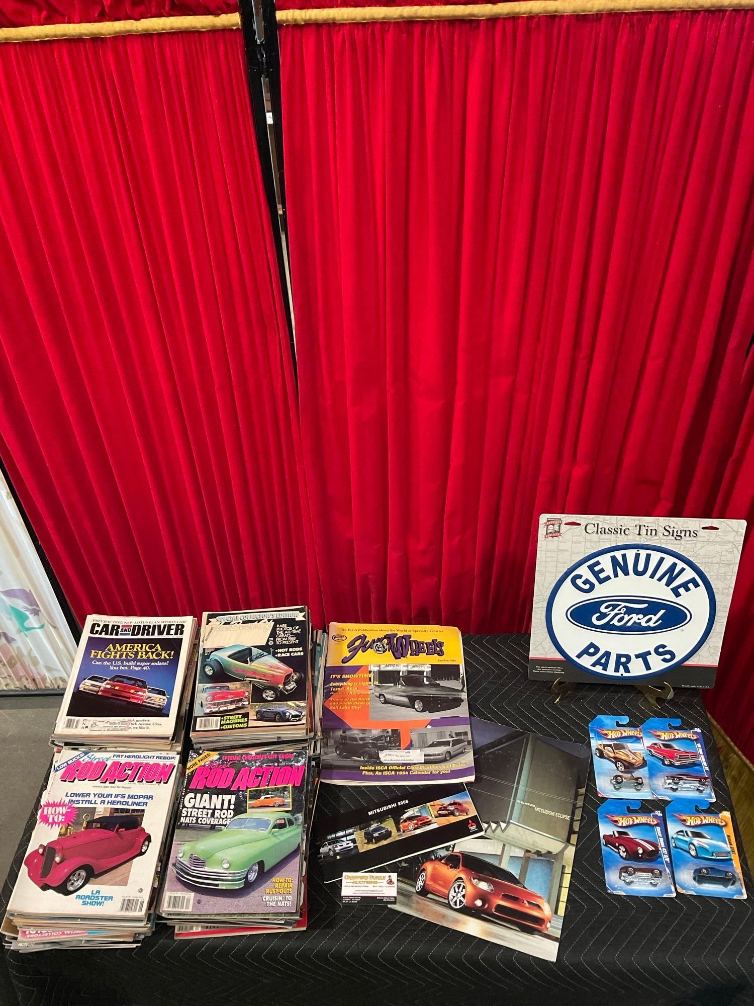 50+ pcs Car & Truck Collectible Assortment. Vintage Car And Driver Magazine Volumes. See pics.: 50+ pcs Car & Truck Collectible Assortment. Vintage Car And Driver, Street Rod Action, Fun 'n Wheels Magazine Volumes. 4x Hot Wheels Model Cars NIB. Largest measures 13" x 13" x 1" Condition is fa