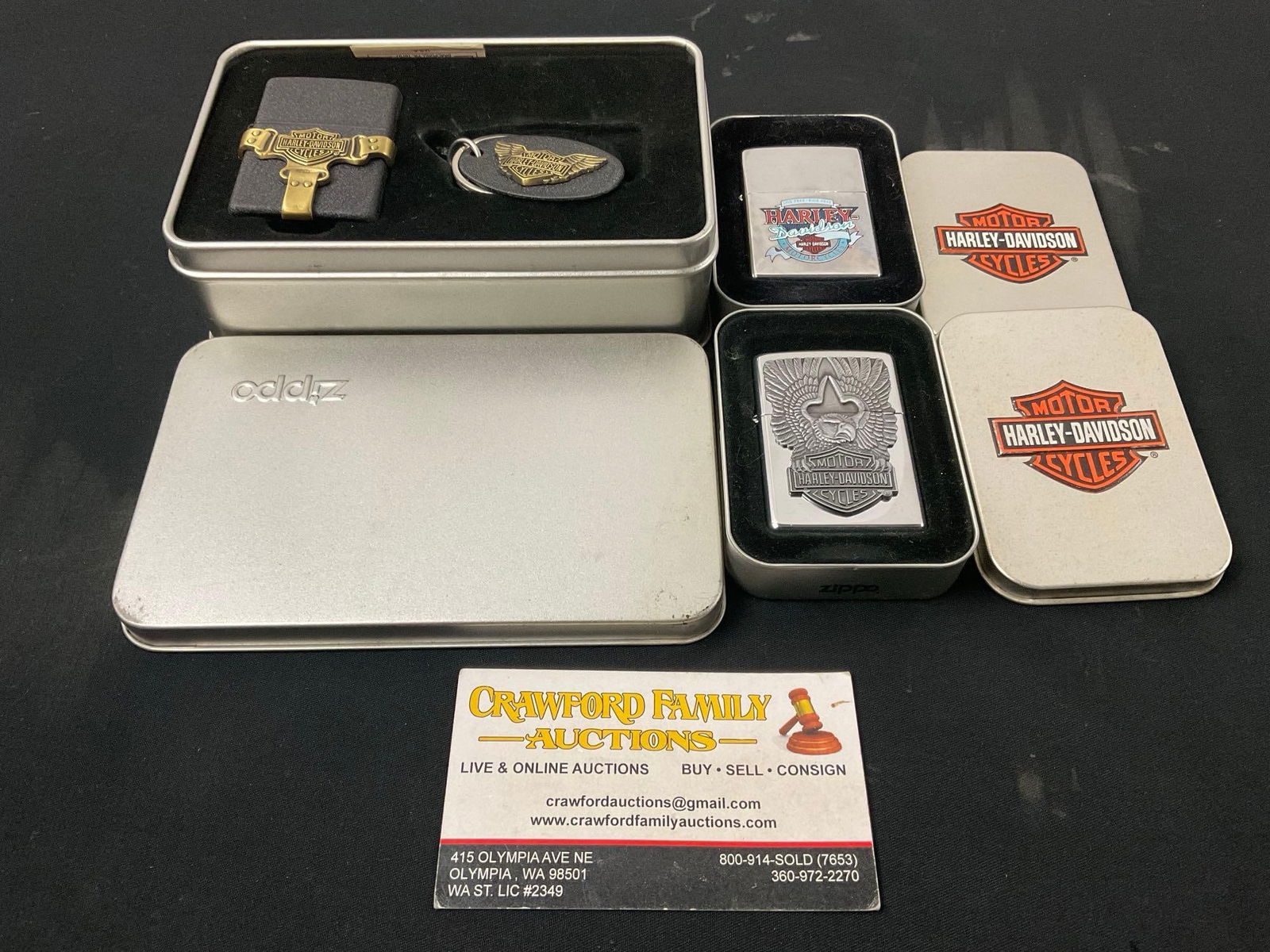 Trio of Harley Davidson Zippo Lighters w/ cases (1 of 4)