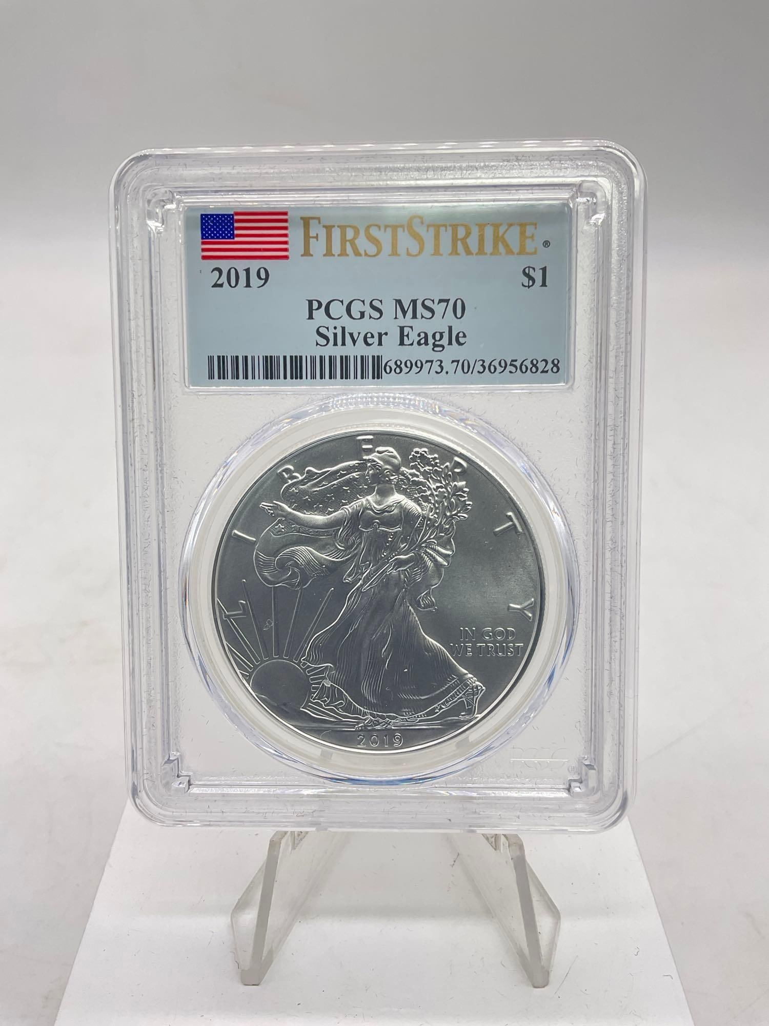 2019 PCGS Graded MS-70 First Strike Silver American Eagle 1 ounce .999 Silver coin (1 of 4)
