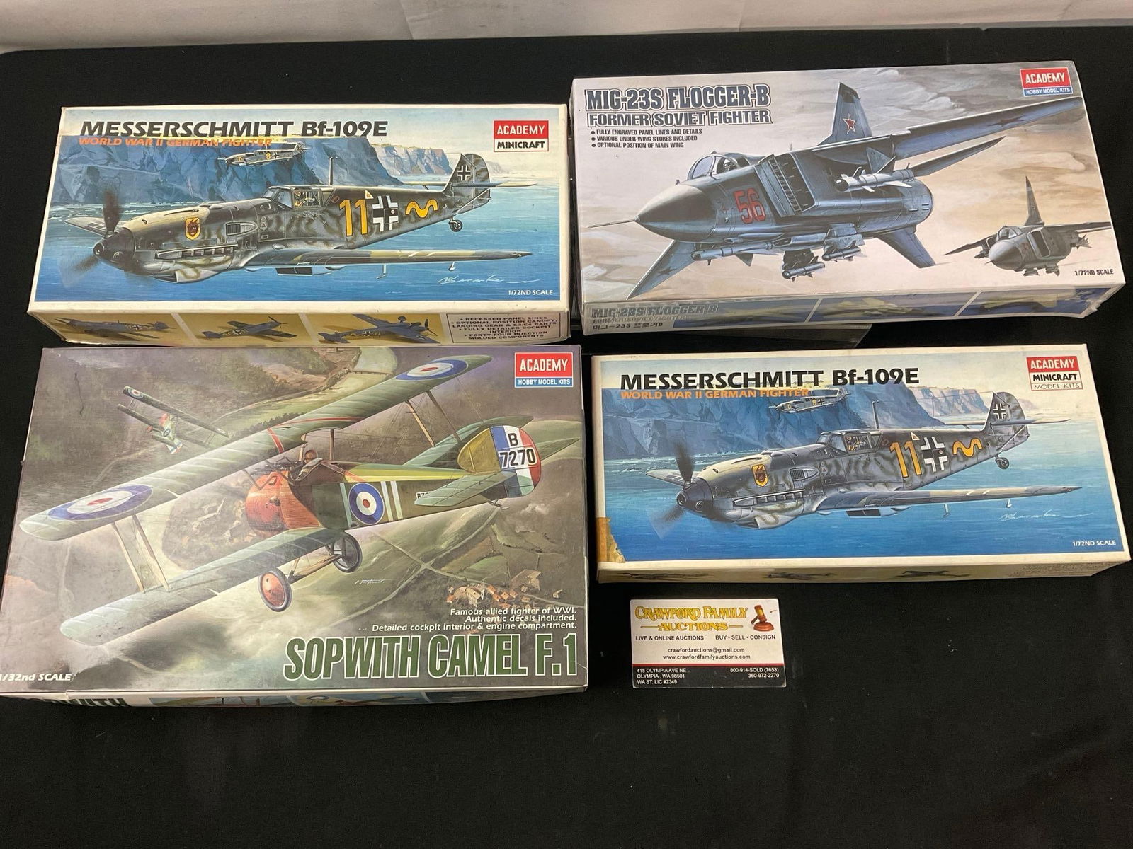 4x Academy Model Kits, Sopwith Camel F.1, MIG-23S Flogger-B & 2x Messerschmitt Bf-109E Plane kits (1 of 7)
