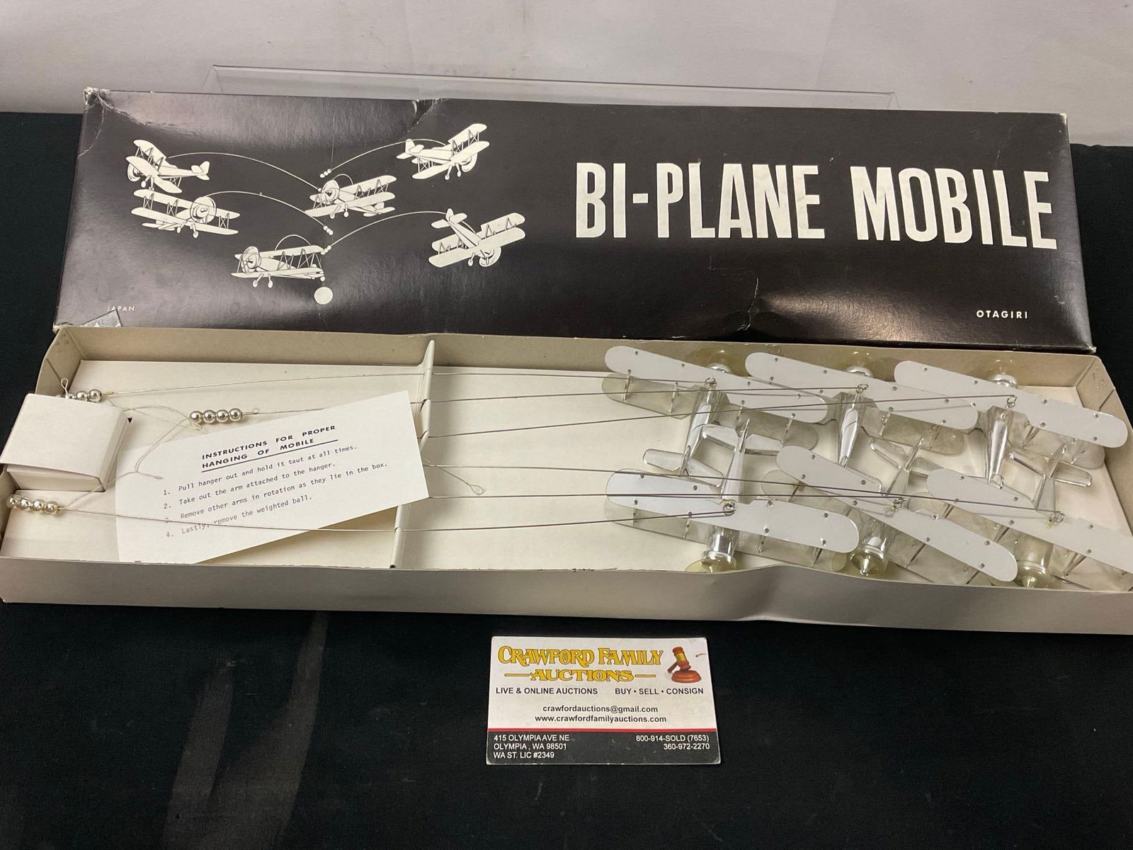 Metal Bi-Plane Mobile by Otagiri, 6 planes in original box (1 of 4)