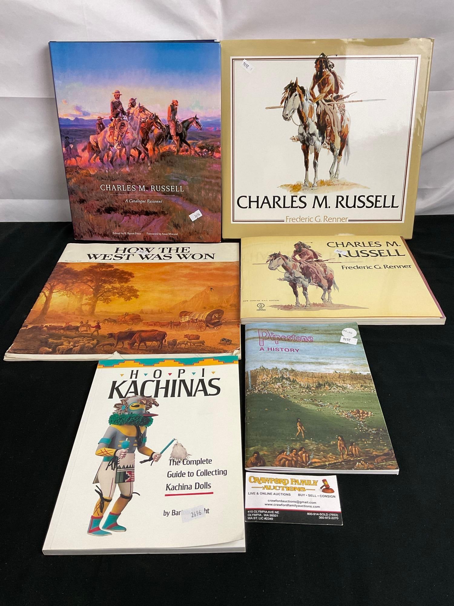6 pcs American West Theme Books. 2x Charles M. Russell Hardcover Art History Books. See pics. (1 of 9)