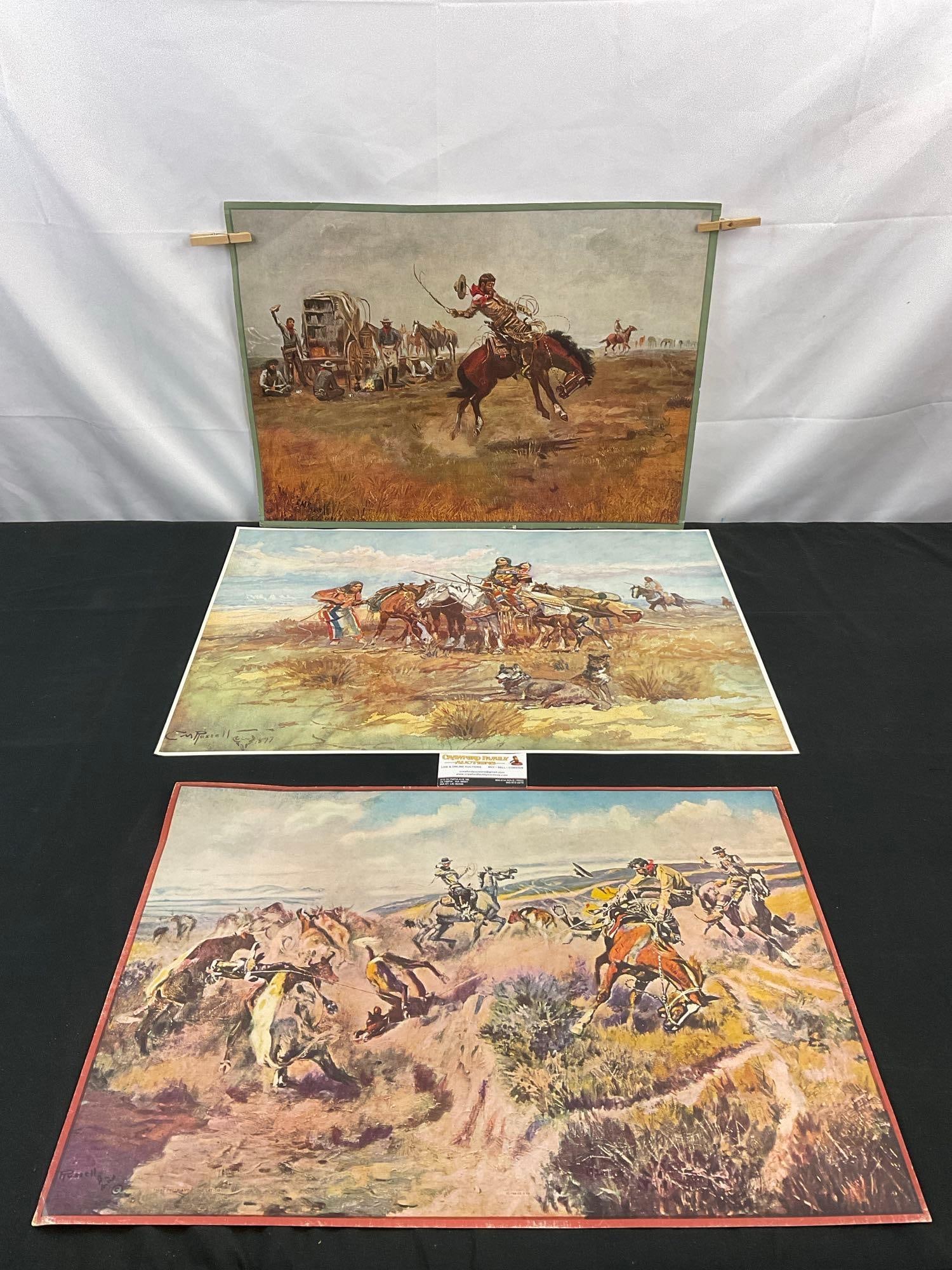 5 pcs Unframed Vintage C. M. Russell Western Art Paintings Print & Poster Collection. See pics. (1 of 16)