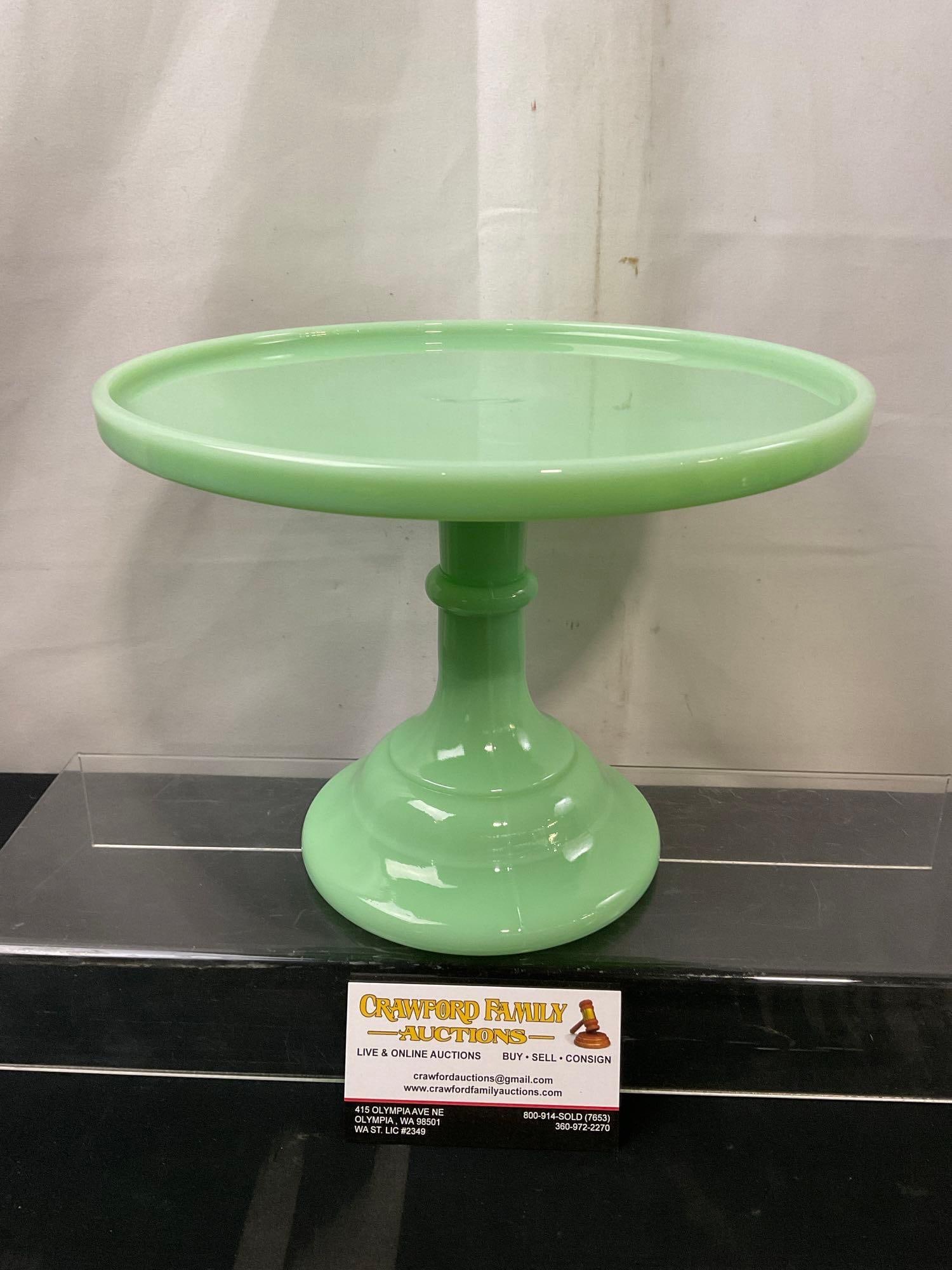 Vintage Mosser Jadeite Footed Cake Plate, 7 inch tall, 9.25 inch in diameter (1 of 4)