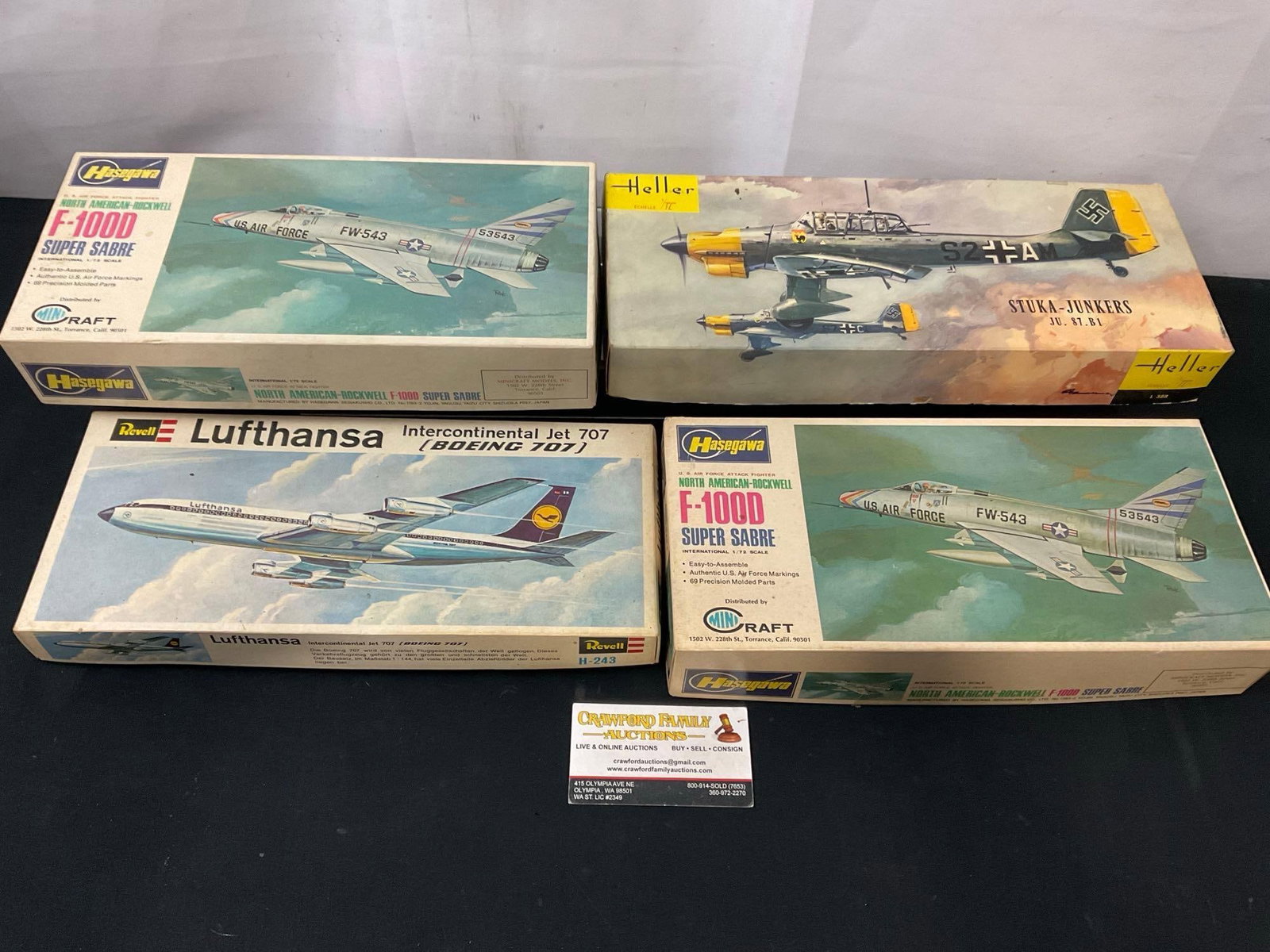 4x Plane Model Kits, Hasegawa F-1000 Super Sabres, Heller StukaJunkers Ju 87, & Revell Lufthansa ... (1 of 7)