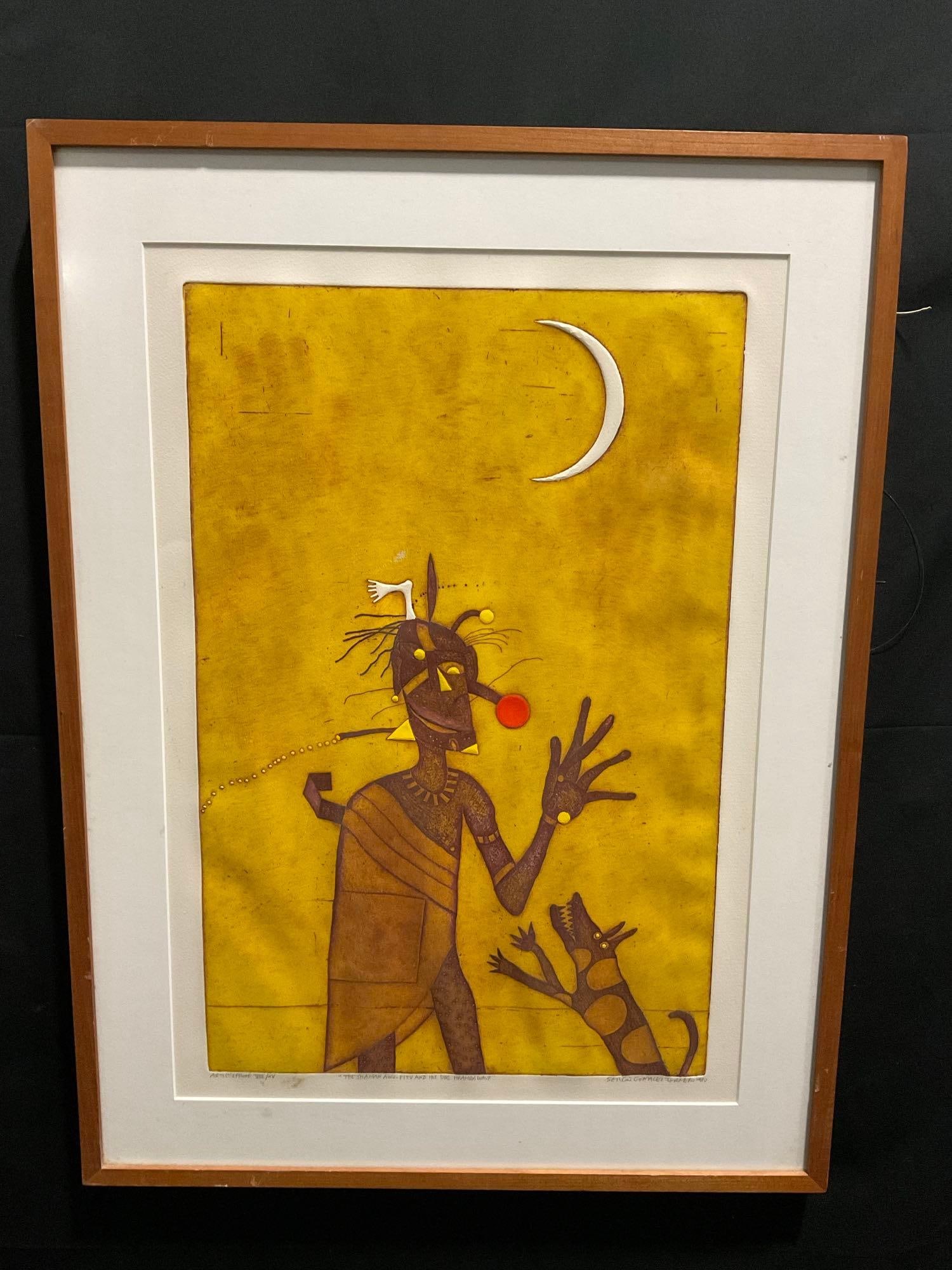 Framed AP #d 8/15 The Shaman Awu-Pitu and His Dog Hrambawauf by Sergio Gonzalez Tornero (1 of 8)