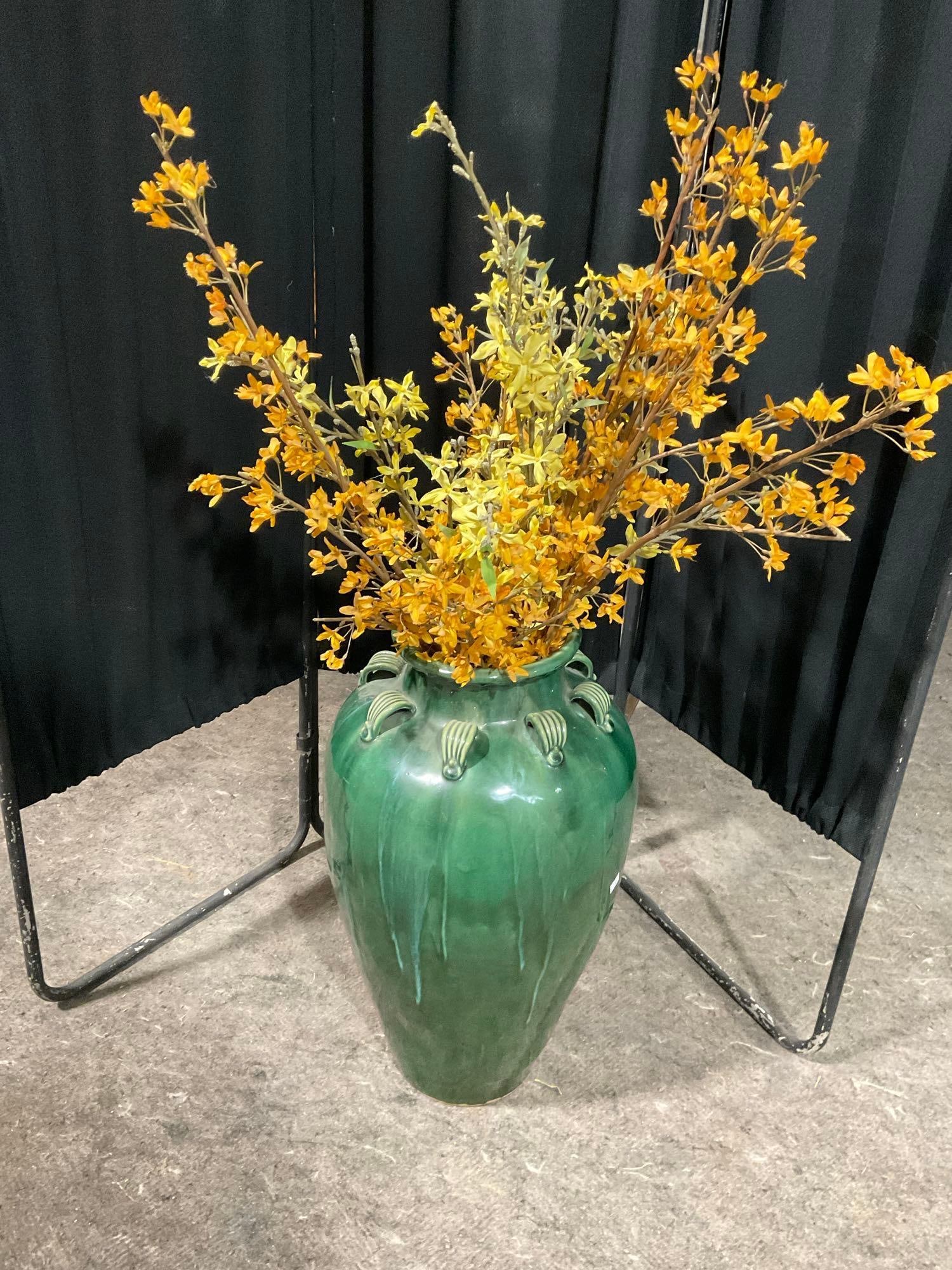 Gorgeous Asian Green Ceramic Vase/ Urn w/ nice gradient - See pics: Vase measures 24"x13"x13". Nice colors. In good shape. T-2683