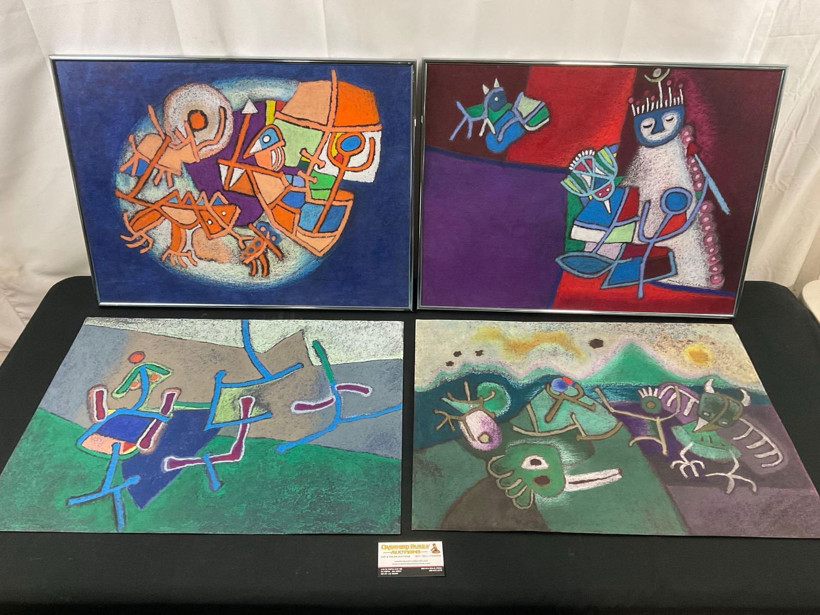 4x Night-Sea Crossing Series, 2 framed & 2 unframed paintings, 1969-1975 by Janet Wullner-Faiss (1 of 9)