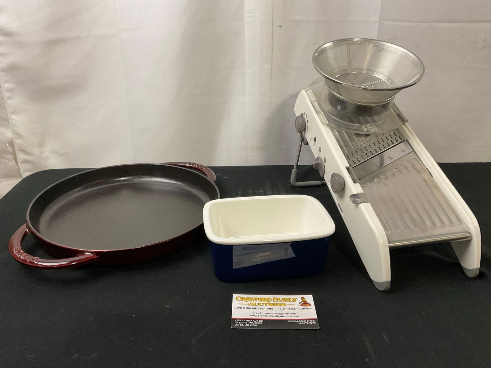 Staub Cast Iron Pan 10 inch, Small Square Ramekin, & Multifunctional Mandoline Adjustable Slicer (1 of 6)