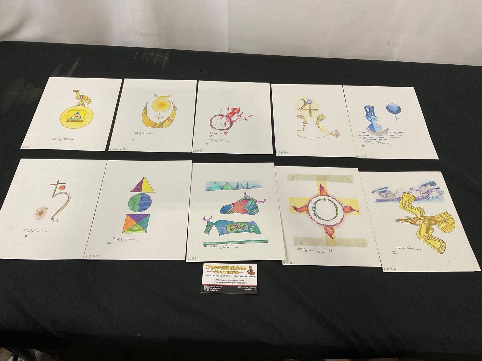 10 Fritz Faiss Originals, watercolor on paper, 9 x 7 inches (1 of 4)