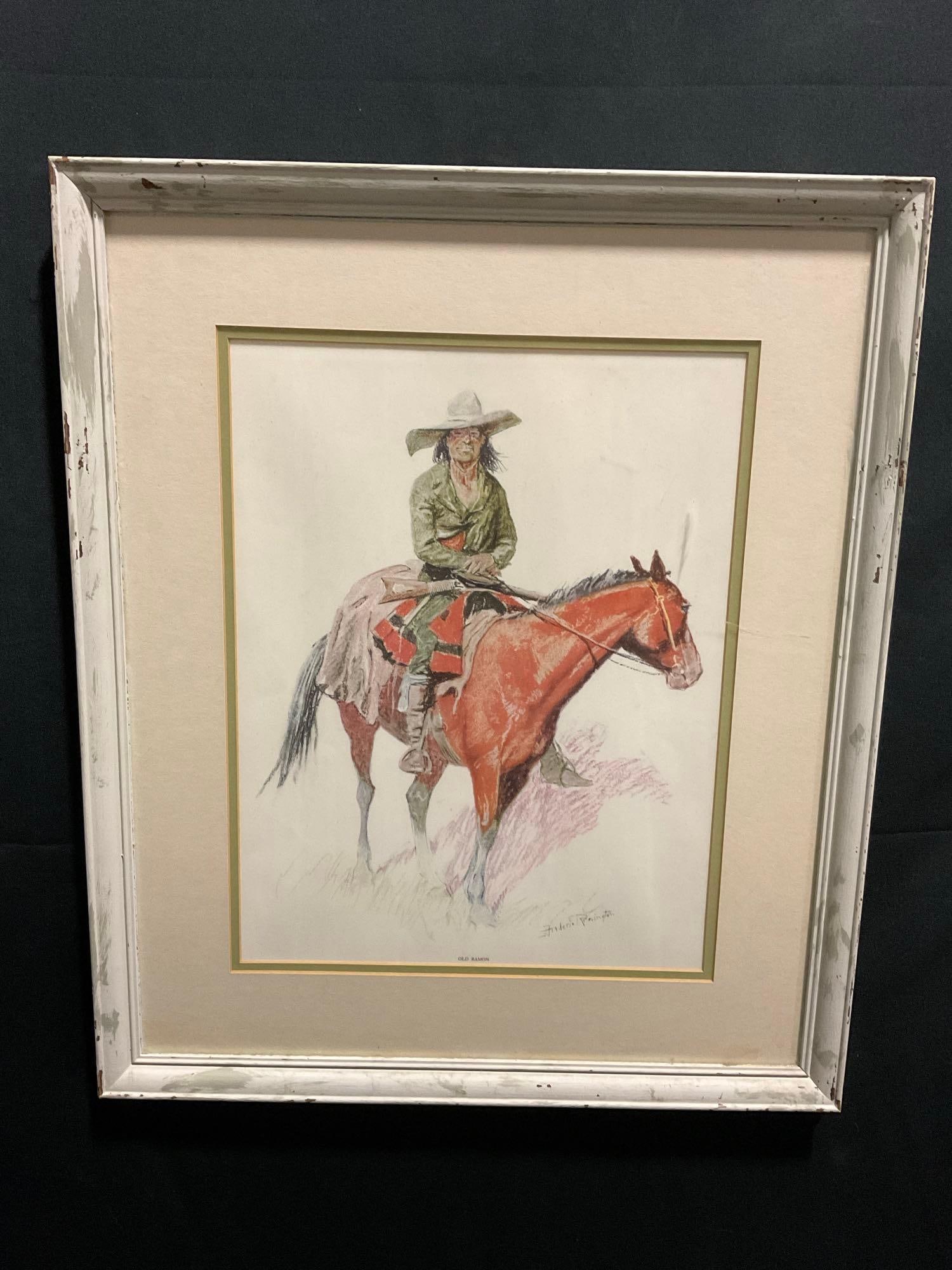 Framed Frederic Remington Lithographs, titled Old Ramon, 22 x 19 inches (1 of 5)