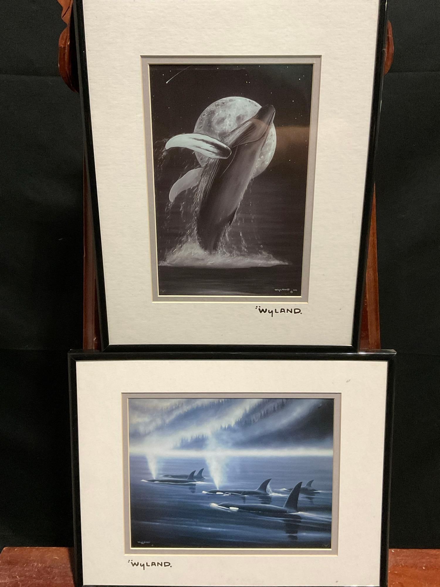 Pair of Framed Wyland Prints, Humpback Whale & pod of Orcas, 11 x 14 inches: Appears to be in good shape, the frames measure approx 11 x 14 inches. See pics. E-2674