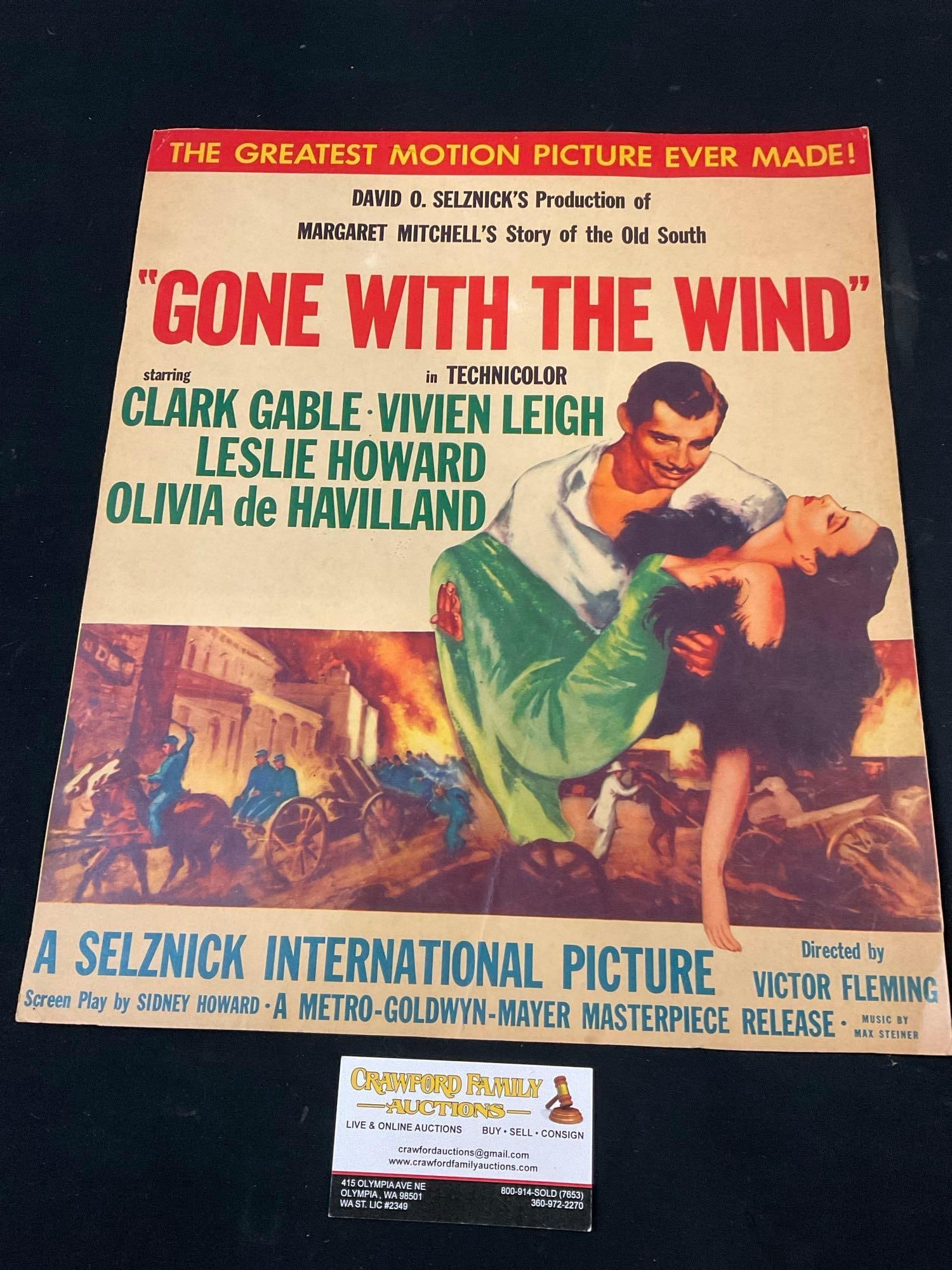 Authentic Rare Vintage 1939 Gone With The Wind Film Poster, from local theater (1 of 4)