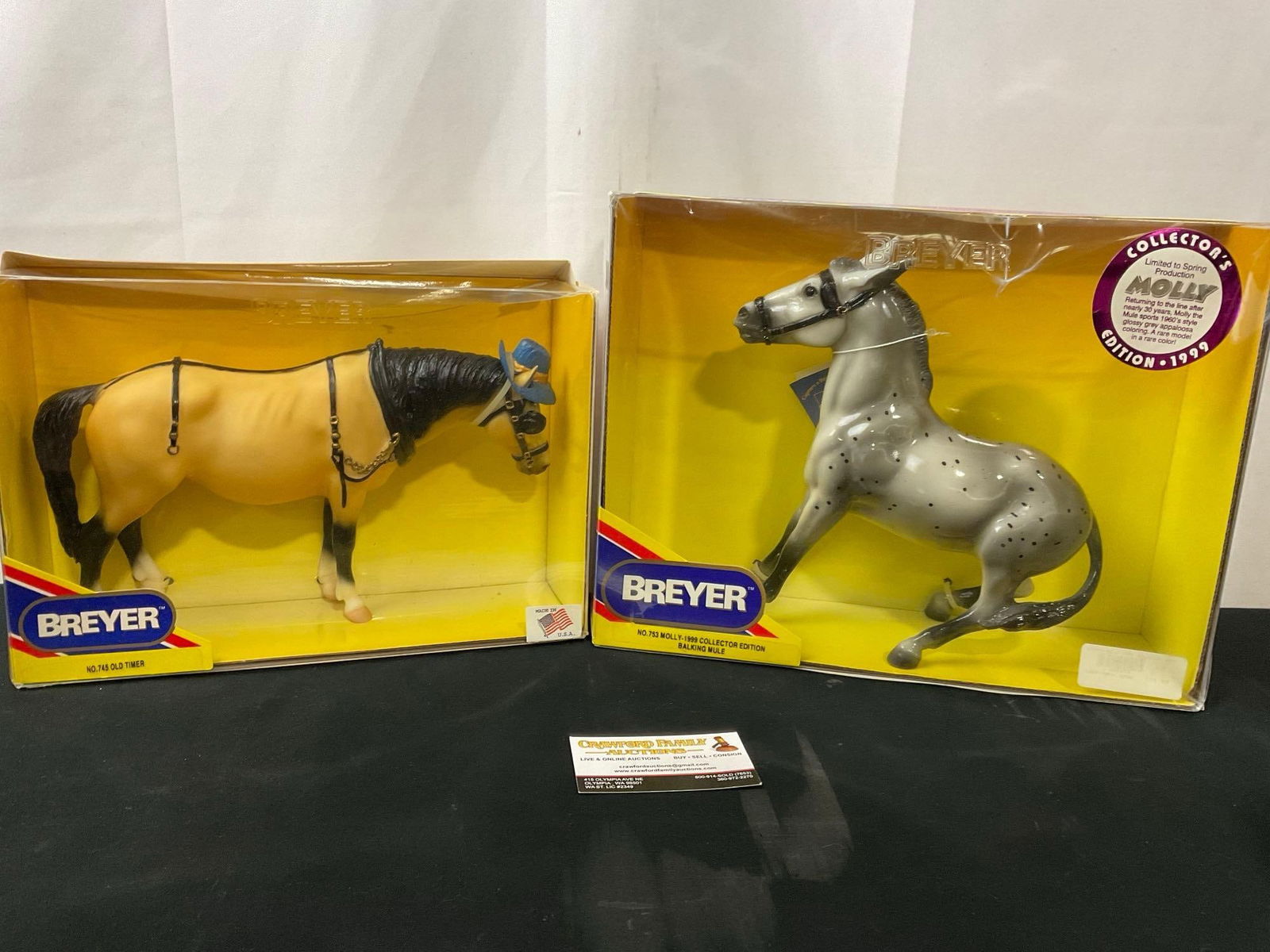 Pair of Breyer model Horses, no. 745 Old Timer & No. 753 Molly 1999 Collector Edition Balking Mule (1 of 4)