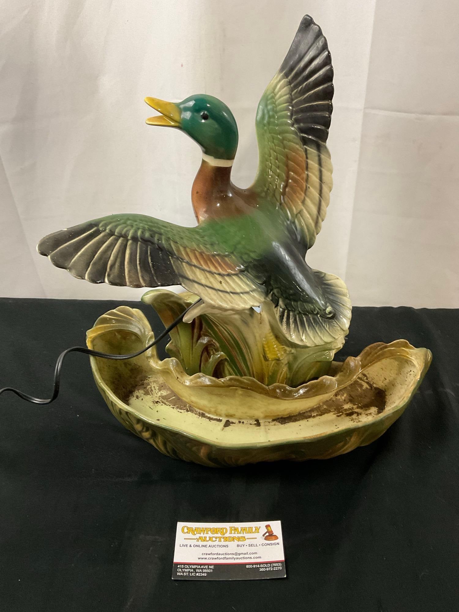 Vintage 1954 Lane & Co Duck Figural Lamp & Planter, 14.5 inches tall, tested and working: Appears to be in good shape. The piece is tested and working, does not include the bulb. Measures approx 14.5h x 14w x 9.5d inches. See pics. E-3140