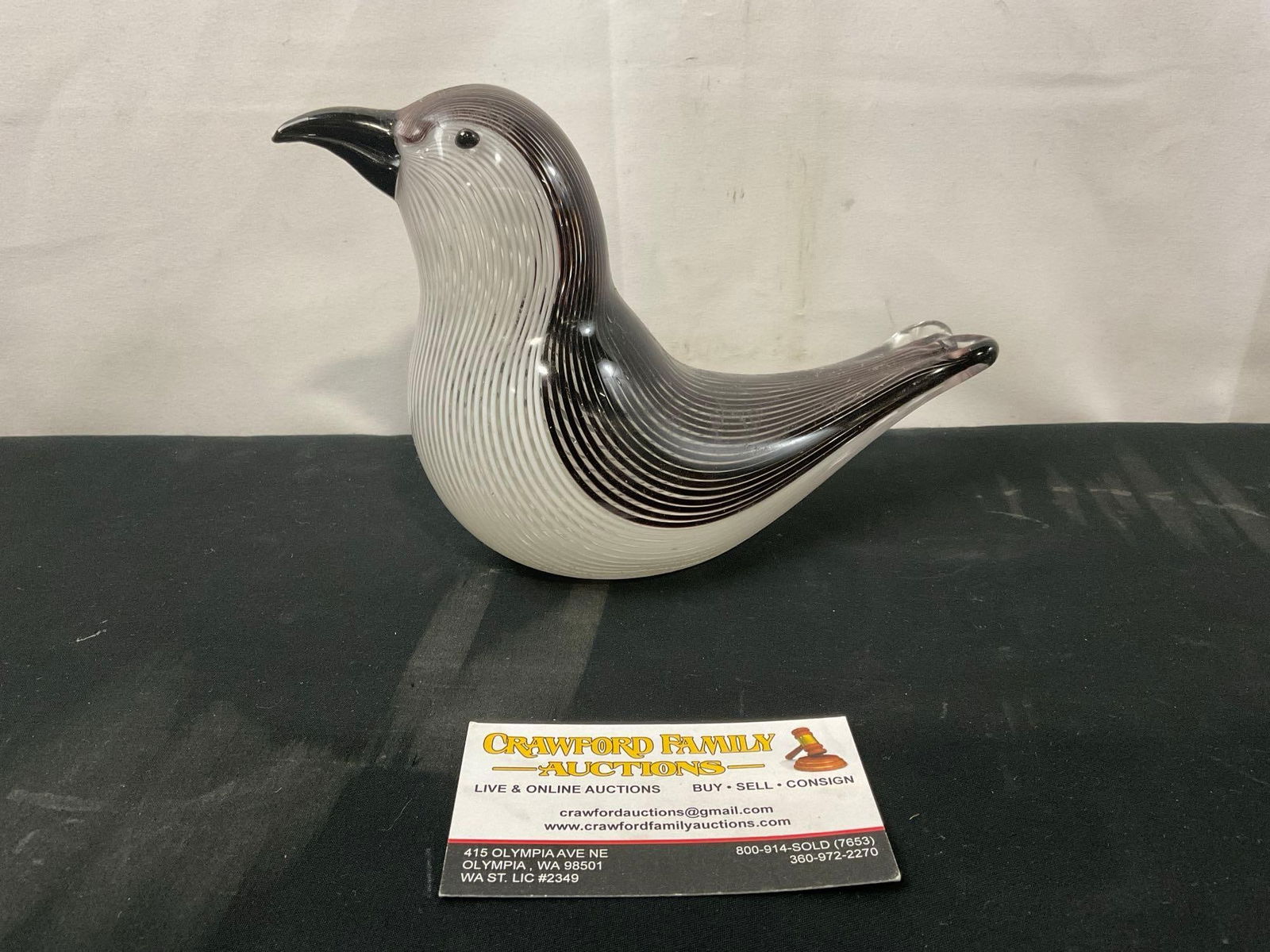 Dino Martens Murano Bird Figural Blown Glass w/ Black & White Stripes (1 of 3)