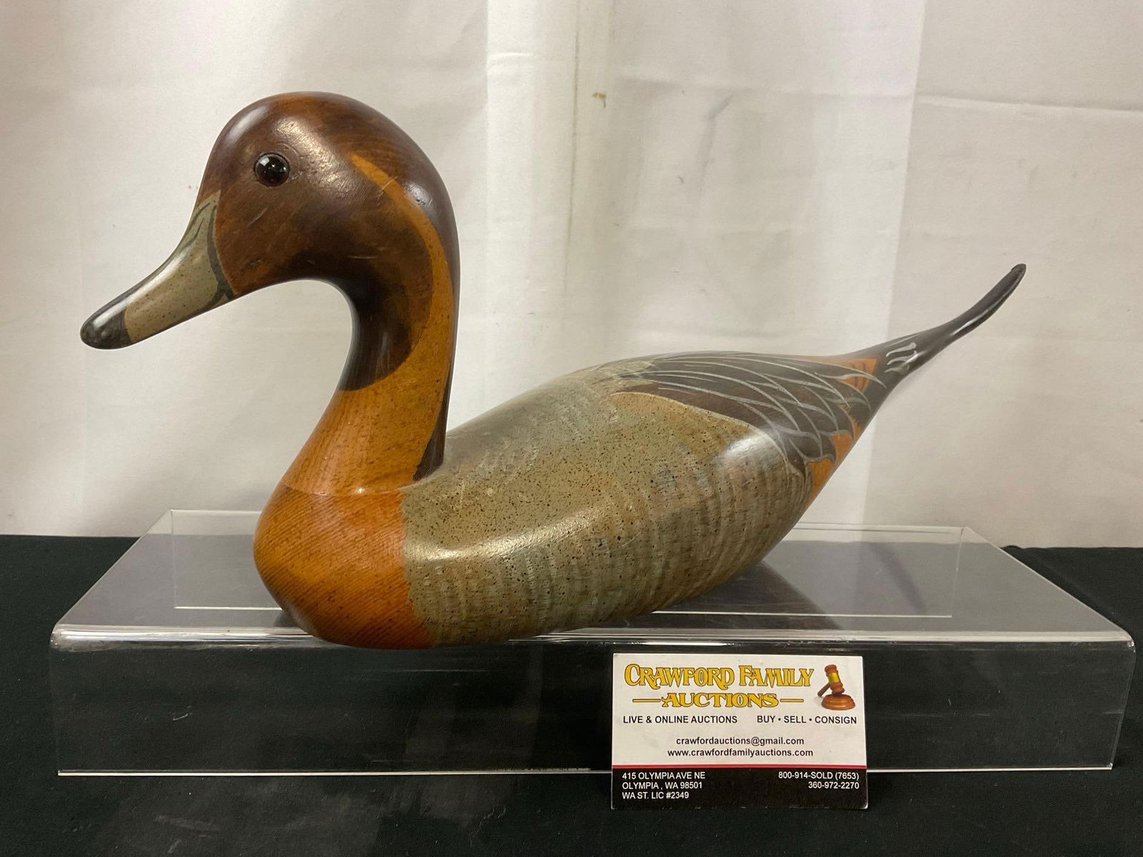 Vintage 1983 Signed Big Sky Carvers Duck Decoy, Bozeman Montana, Handpainted (1 of 4)