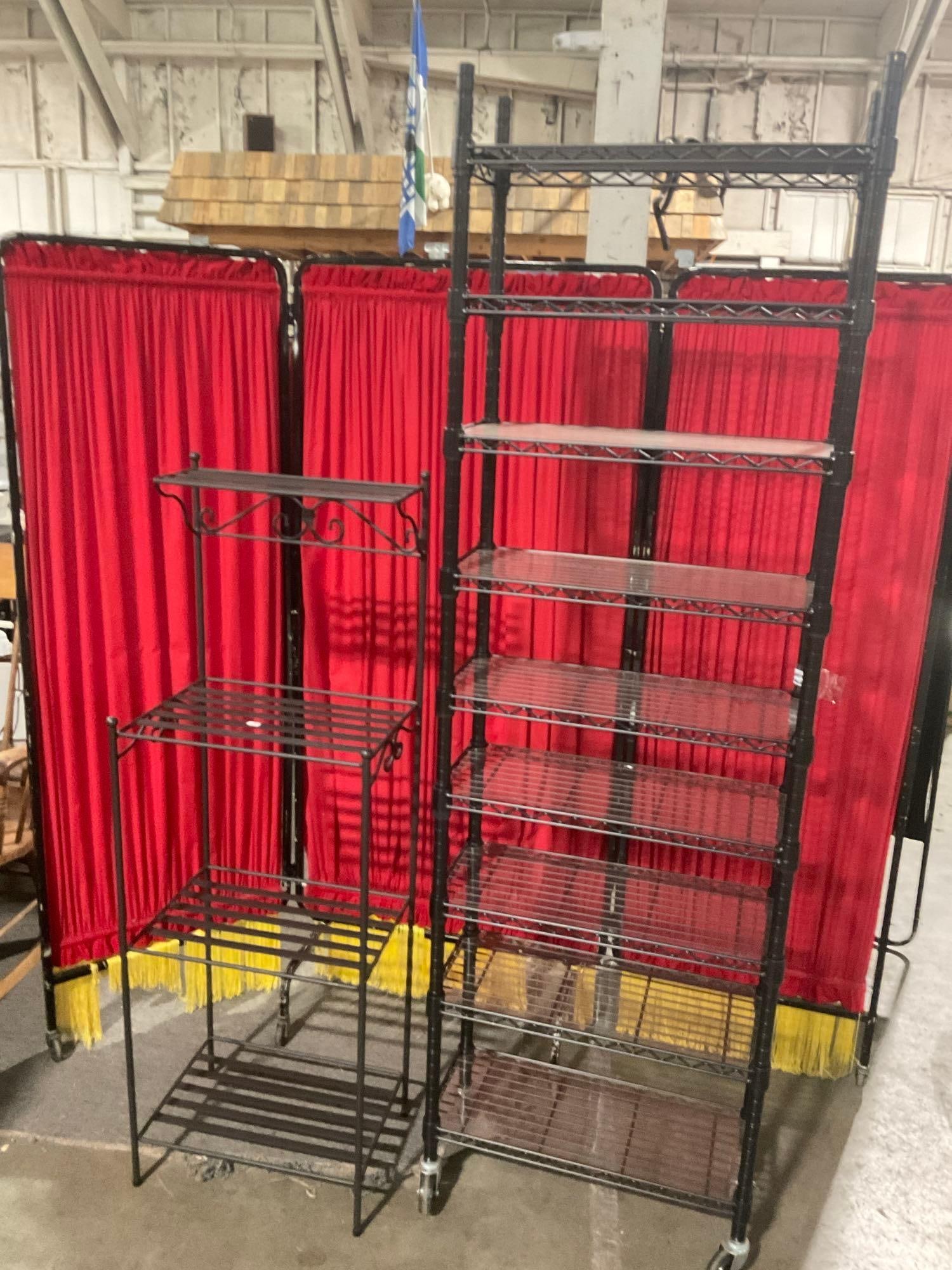 2 Pc Metal Shelving Racks - NSF Storables Black Wire Rack & Smaller Wrought Aluminum Rack (1 of 6)