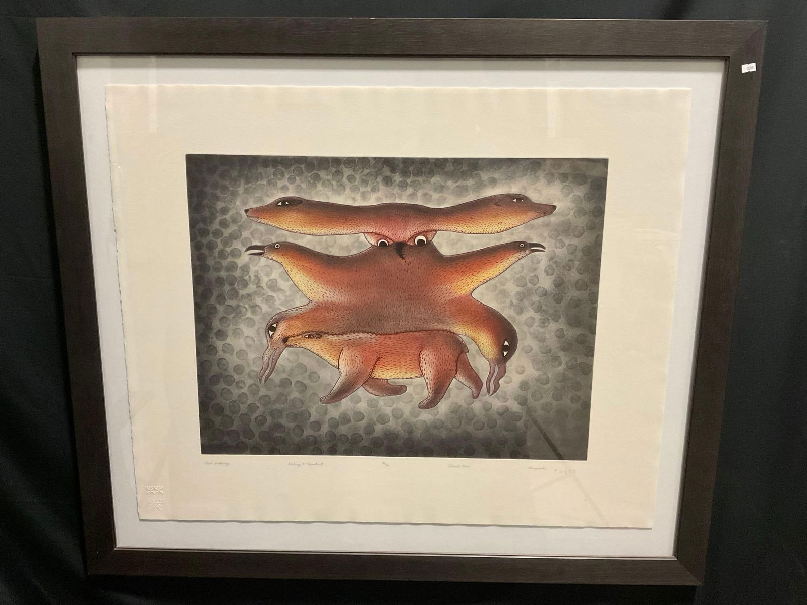 Framed Signed & #d 32/50 Inuit Etching & Aquatint,Owl Evolving, by Kenojuak Ashevak, Dorset 2000 (1 of 9)