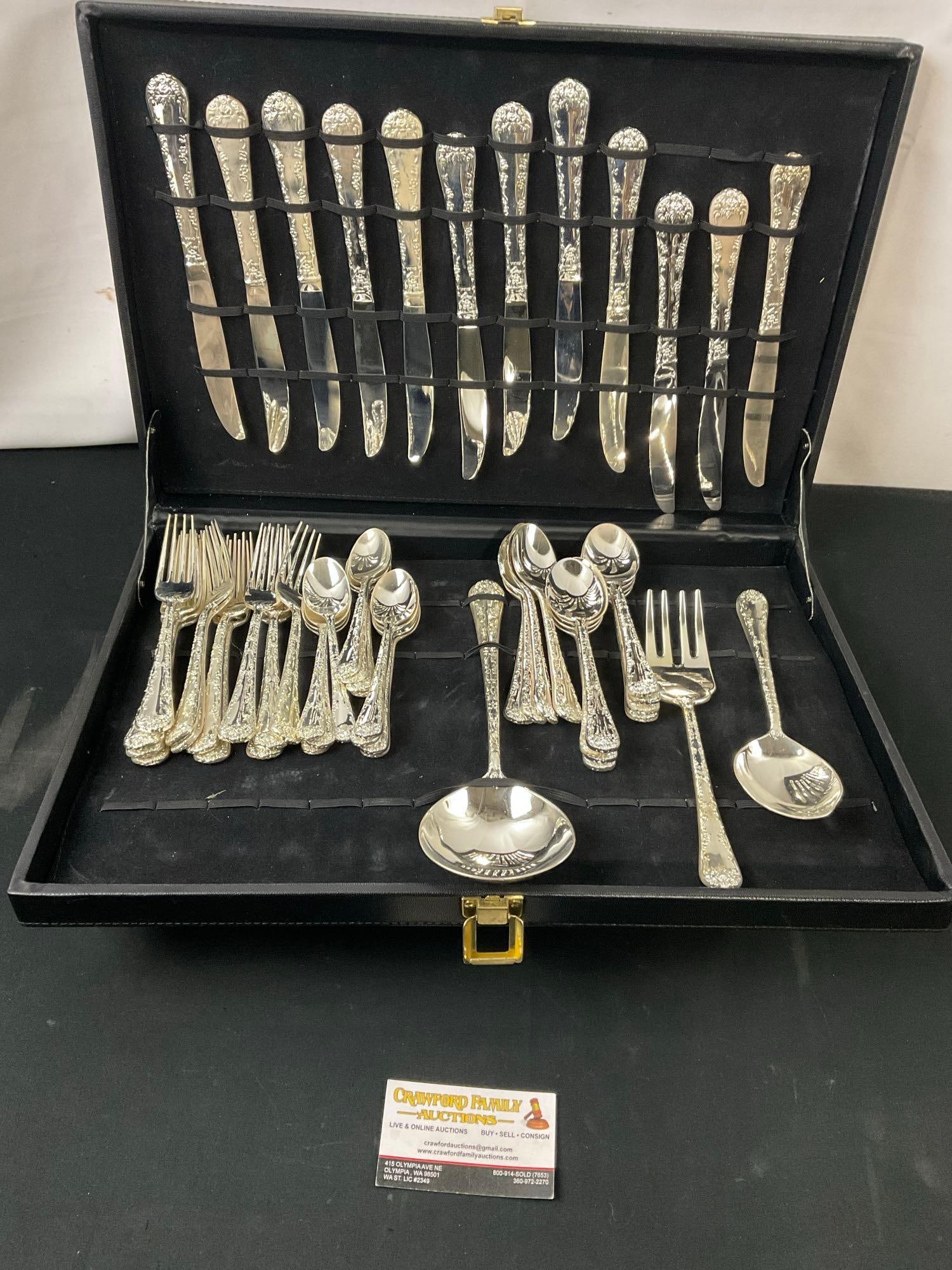 Stainless Steel Flatware in case, 51 pieces, Knives, Forks, Sm Spoons & Soup Spoons & Serving Pie... (1 of 4)