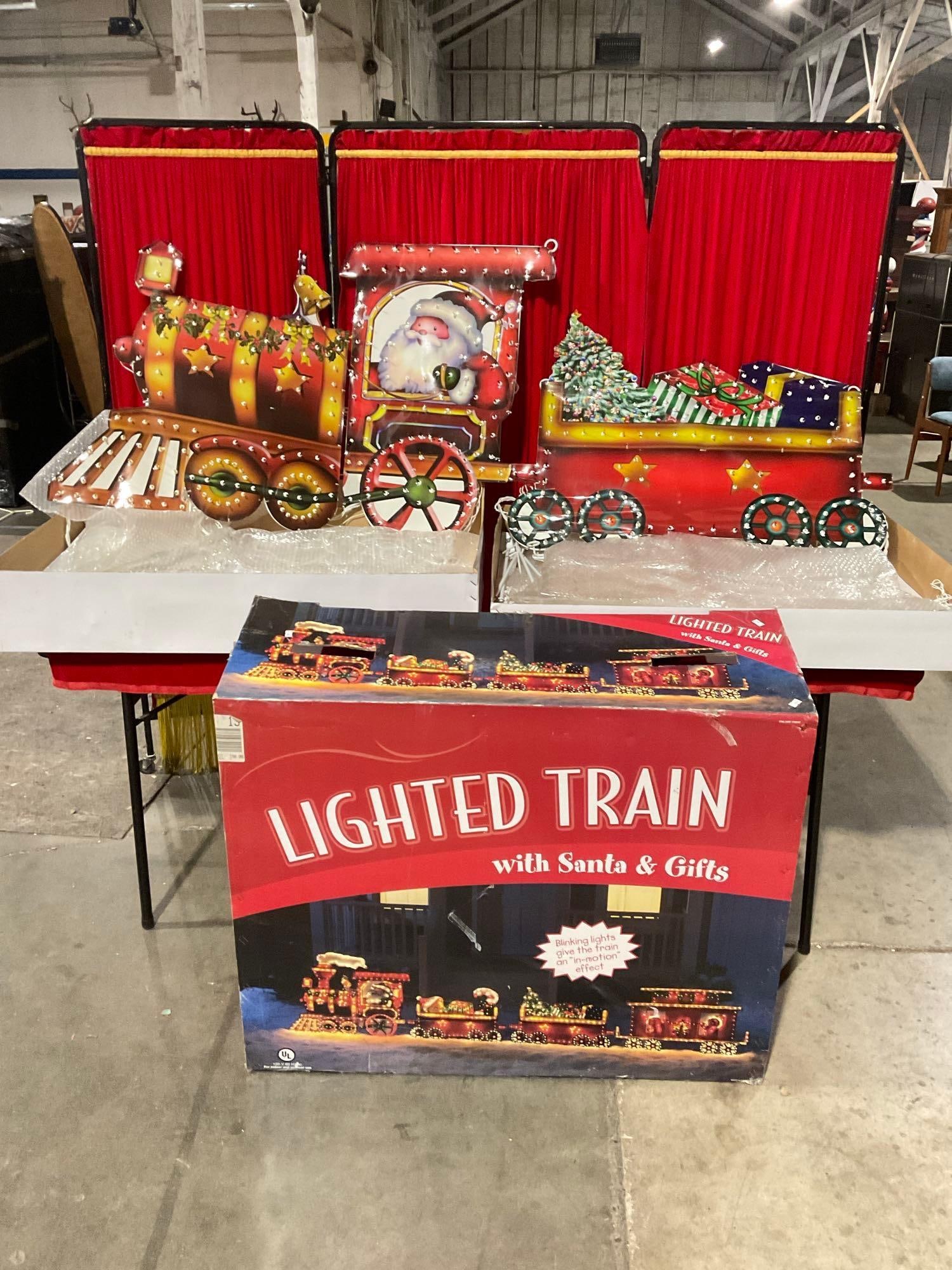 4pc Lighted Train w/ Santa & Gifts Yard Christmas Decoration - See pics (1 of 7)