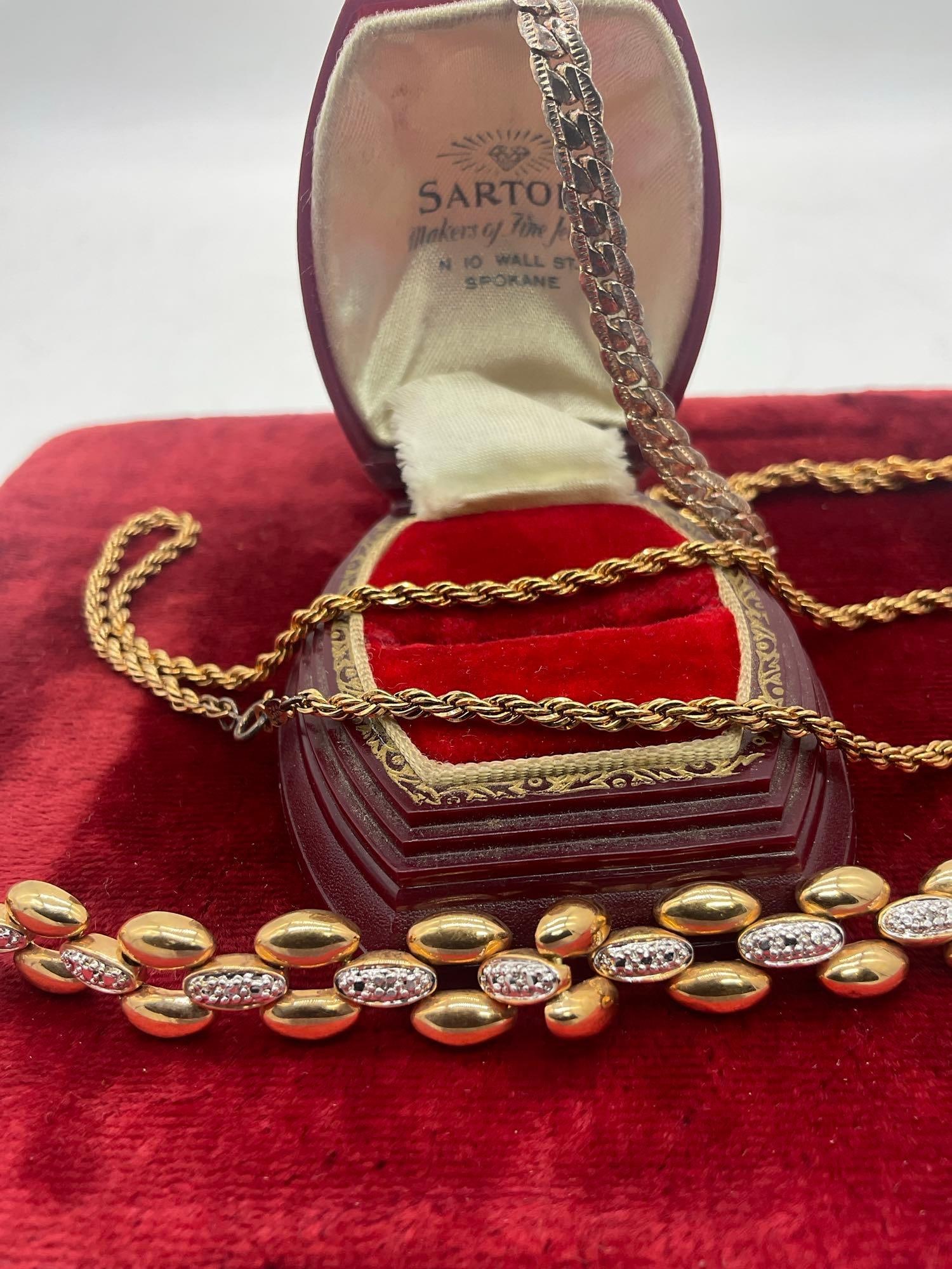 Gorgeous Vermeil .925 ( gold plated sterling) Necklace w/ 2 x bracelets see pics: SC-414 necklace is 22"