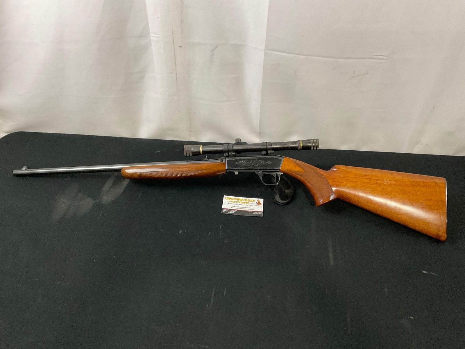 Browning 22 Semi-Auto Rifle, .22 Cal LR Takedown rifle w/ Marlin Scope Sn: 2T19979 FFL: Sn: 2T19979. Vintage early 1970's In excellent condition The piece comes apart into two pieces, seems pretty solid when assembled. Has a internal tube magazine, should be about 10 rounds of .22