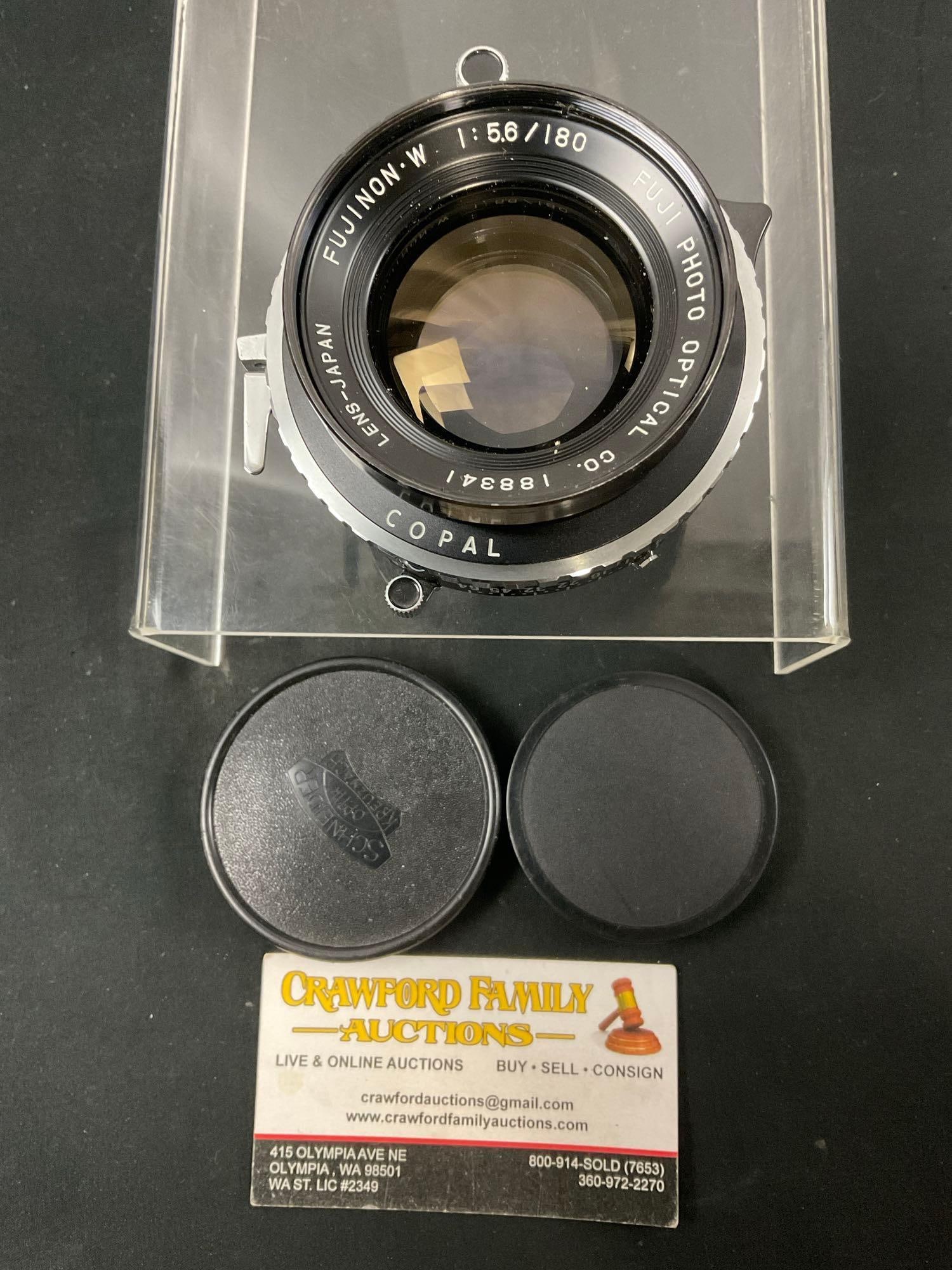 Fujinon W F=5.6 180mm Camera Lens, Fuji Photo Optical no. 188341: no. 188341. Appears to be in good condition, operates smoothly. See pics. E-414
