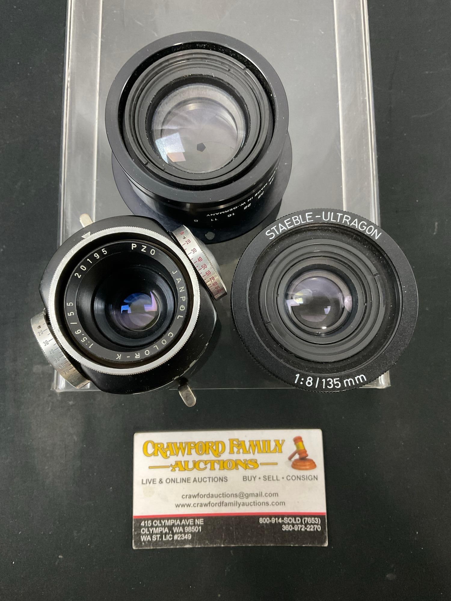 Staeble-Ultragon 1:8 135mm, PZO Janpol Color-K 1:5.6 55mm, Super-Intergon 1:8 210mm Camera Lenses (1 of 5)