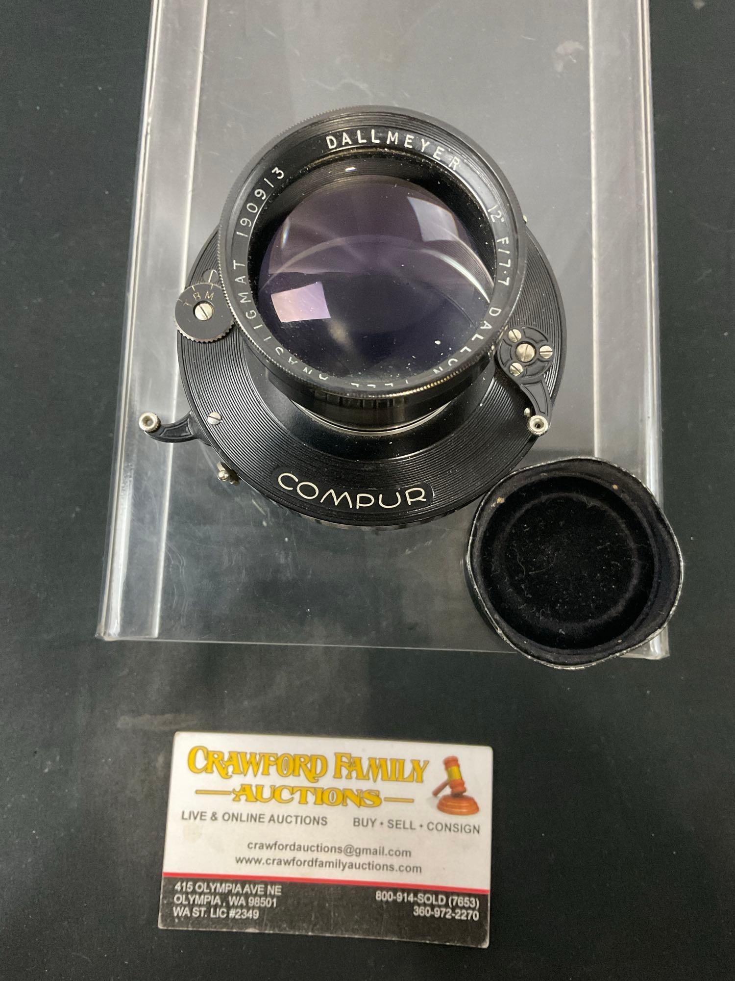Dallmeyer 12 f/7.7 Dallon Tele-Anastigmat Camera Lens, 305mm, Compur Flange #748547: Appears to be in fair to good condition. See pics. E-414