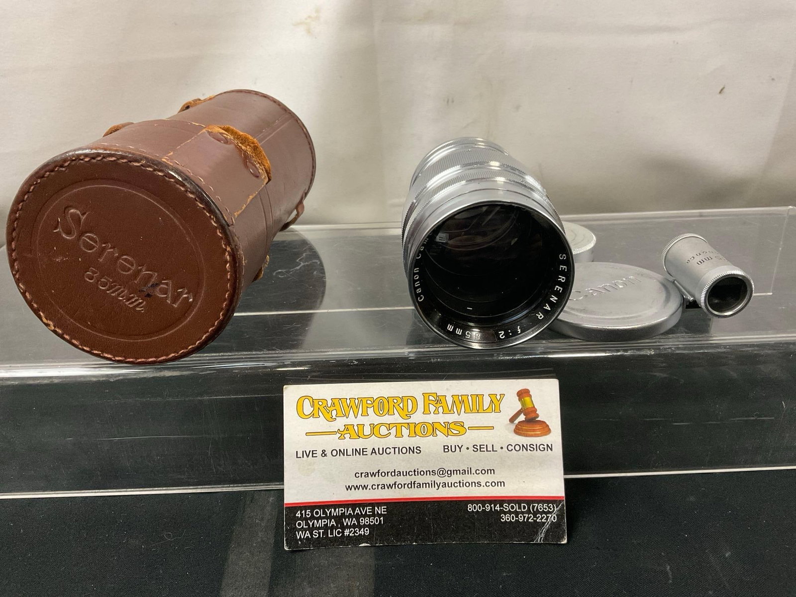 Vintage Canon Camera Co. Serenar Camera Lens & viewfinder, F:2 85mm, w/ original leather case (1 of 5)