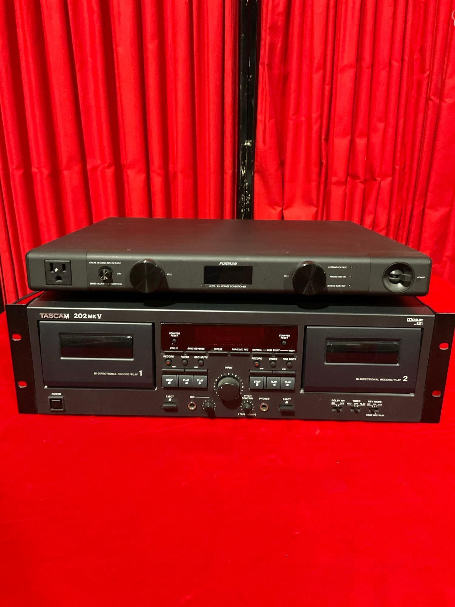 Tascam 202MKV Dual Cassette Deck & Furman Elite 15i Power Conditioner - See pics (1 of 7)