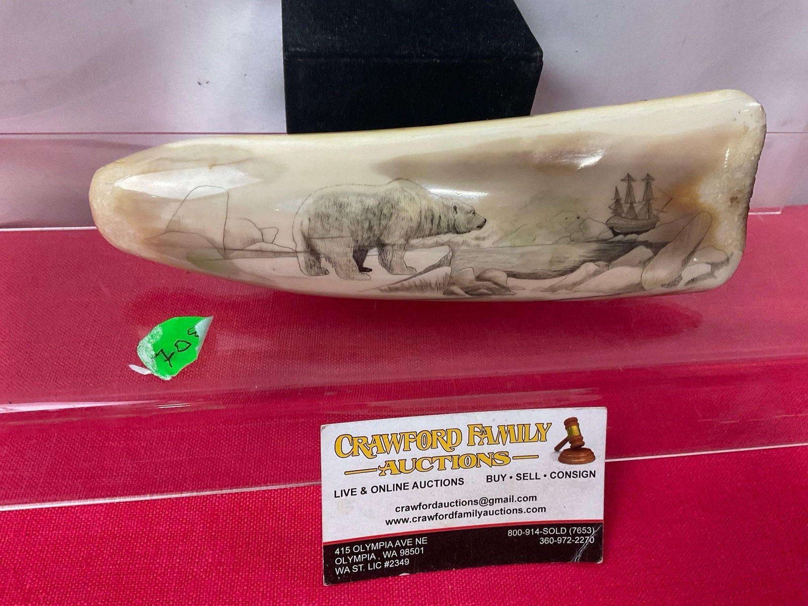 Alaskan Inuit Carved Fossilized Bone, Engraved Adze Head (?) 8 inches long, Polar Bear & Ship Des...: Appears to be in good shape. The piece measures approx 8 inches. These are all from a collection of bone carvings, believed to be Alaskan Inuit. Could be quite old since this piece has fossilized. See