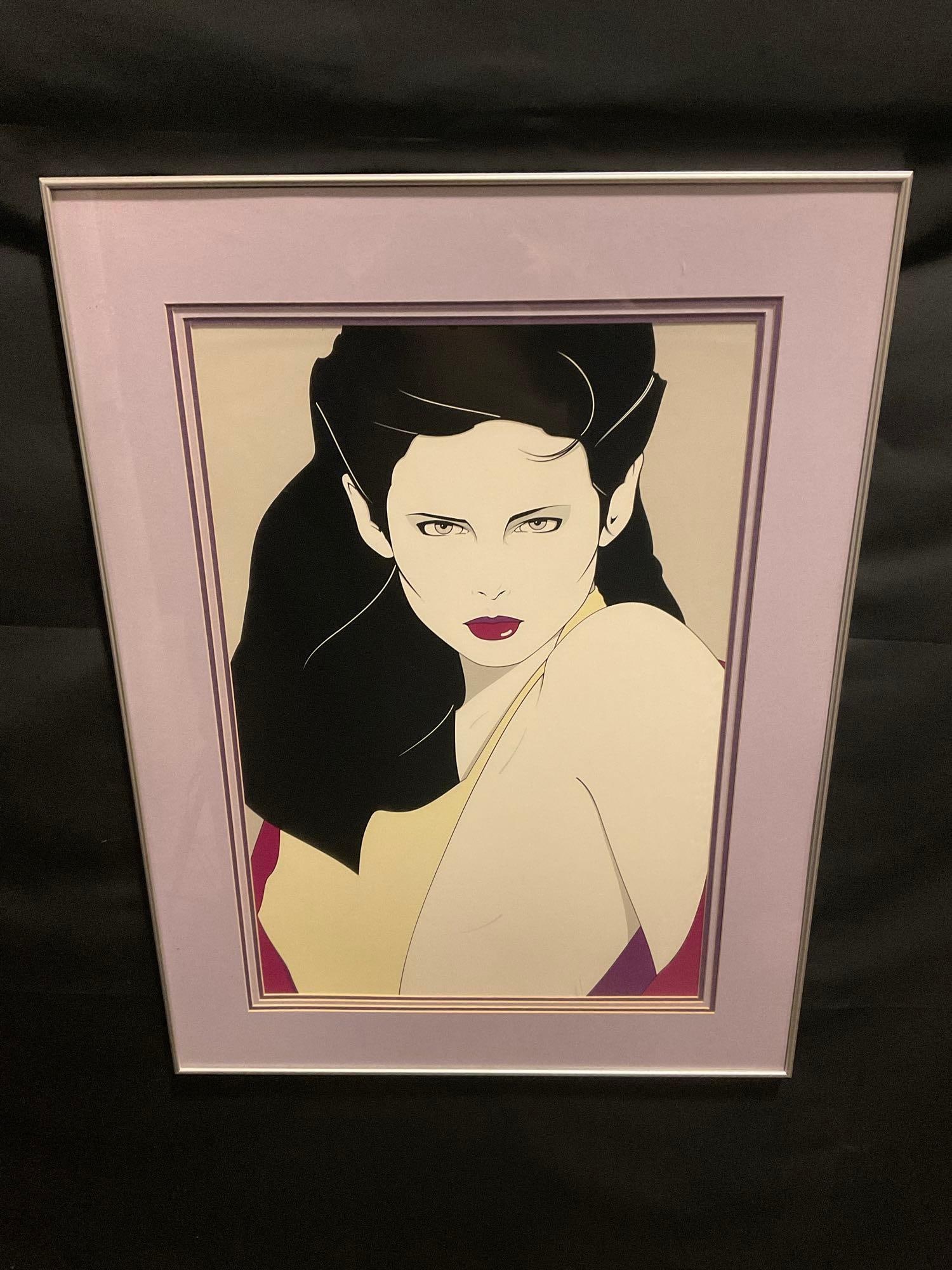 Framed Vintage Serigraph Mirage by Patrick Nagel, 37h x 27.5w (1 of 4)
