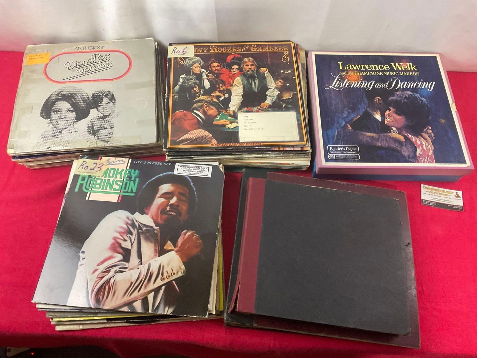 50-60 Vintage Records from Local Radio Station KGY, incl. Diana Ross, Kenny Rogers, Carly Simon: Appears to have some wear from over the years, from the KGY local radio station in Olympia. Some promotional, a lot are marked with a card with notes for radio. Should still work, as these have been p