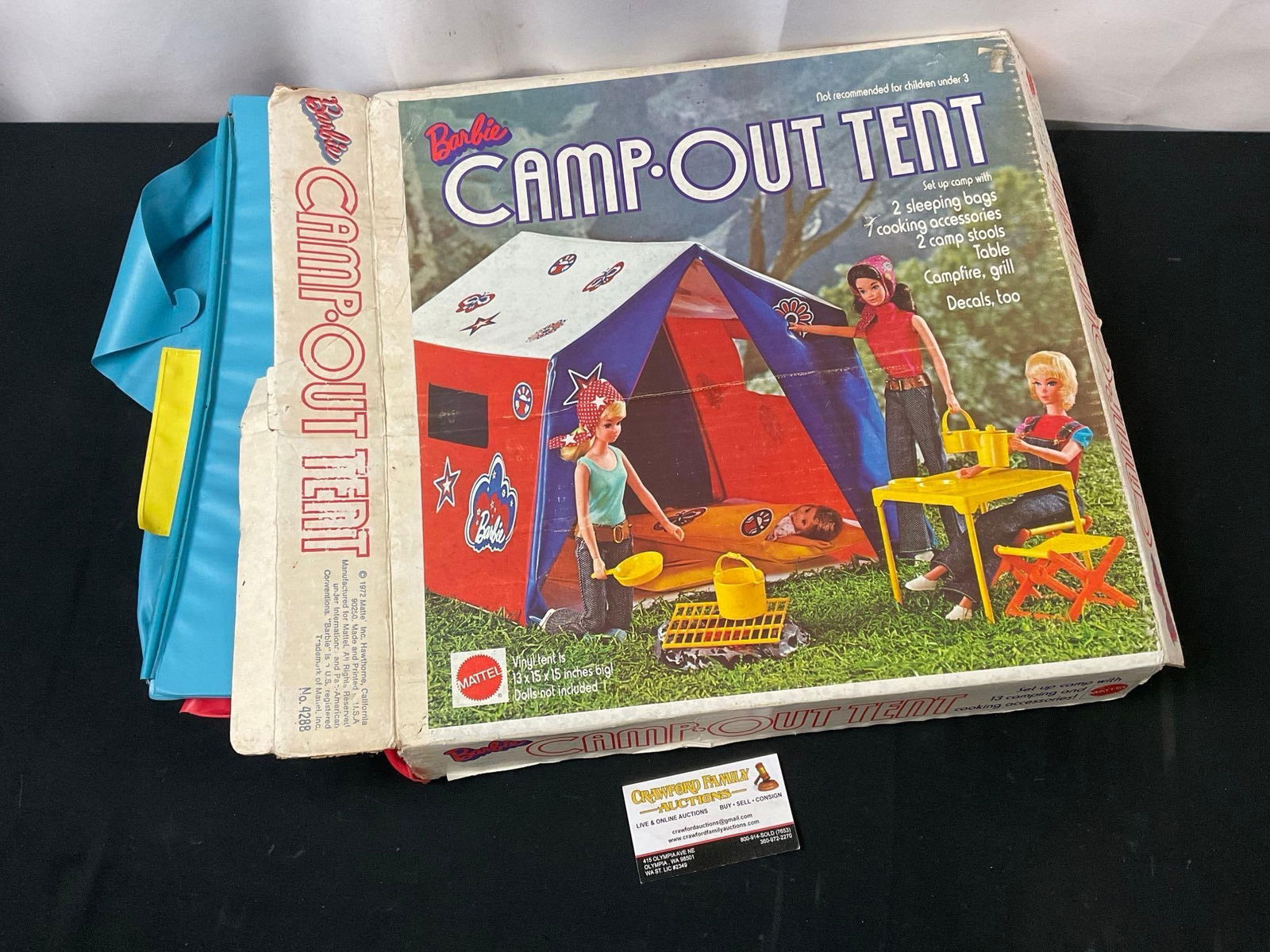 Vintage Barbie Camp Out Tent, Vinyl Tent, Plastic grill and accessories, no dolls included (1 of 4)