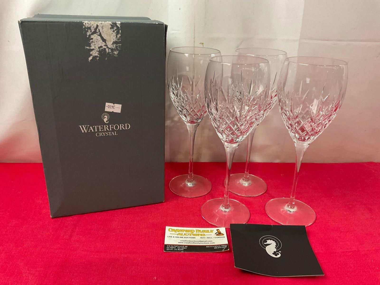 Waterford Crystal Plaza Goblets, Set of 4 Glasses, 10 inches tall w/ original box (1 of 5)
