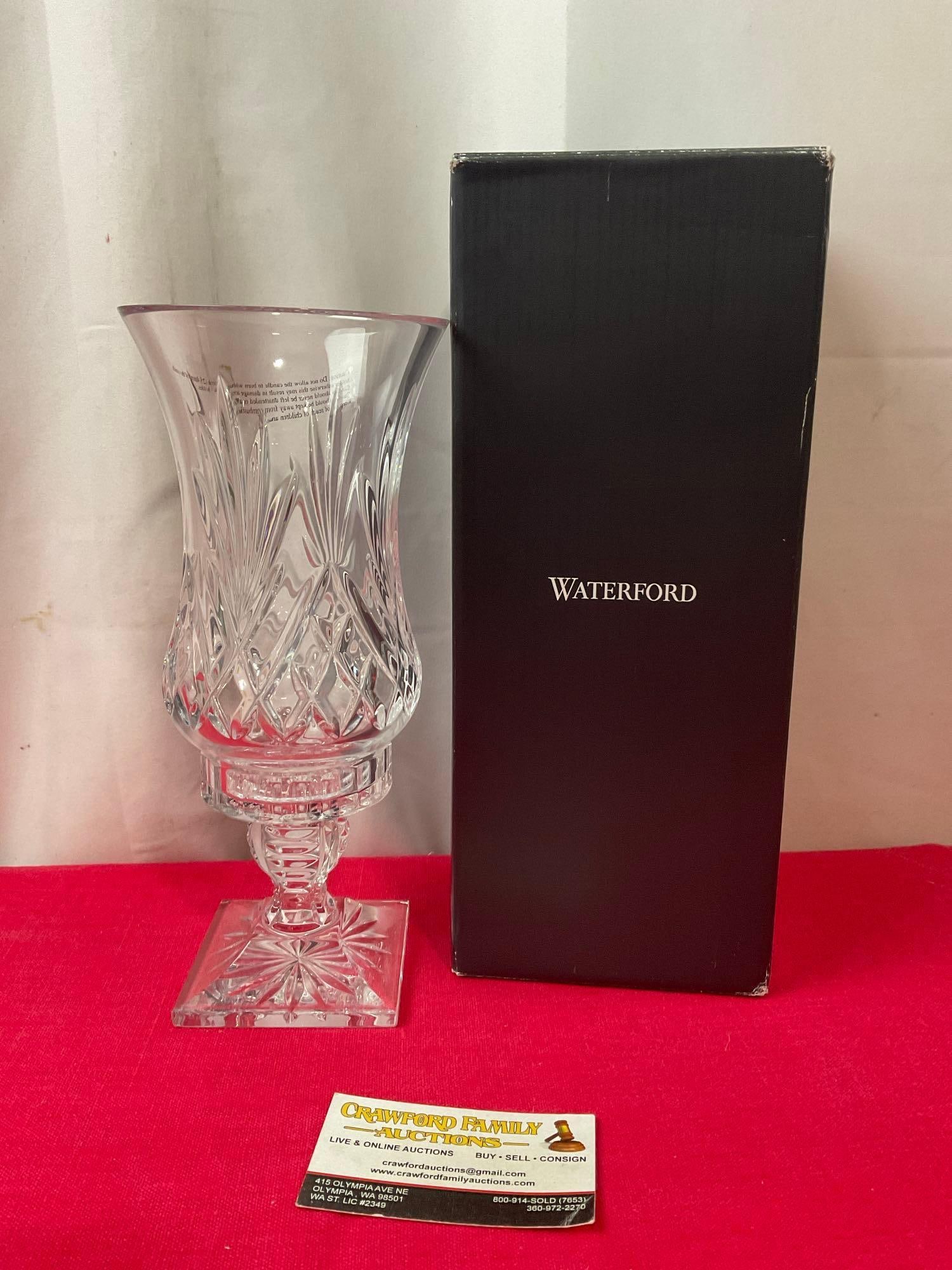 Waterford Crystal, Wexford Eternal Flame Hurricane Candleholder, in original box, 10 inches tall (1 of 6)