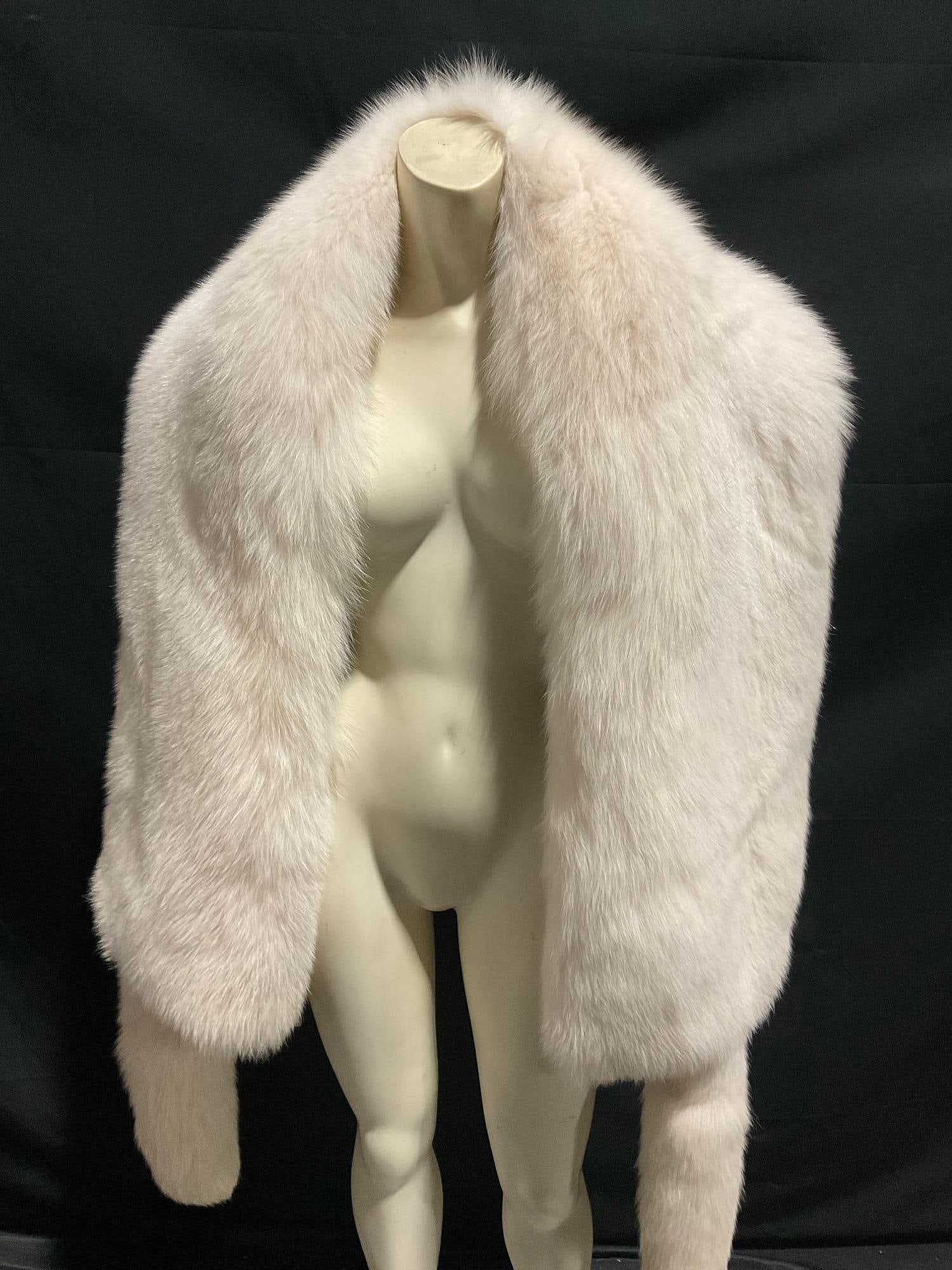 Large Faux Fur Scarf, White, 90 inches long, from tail to tail (1 of 4)