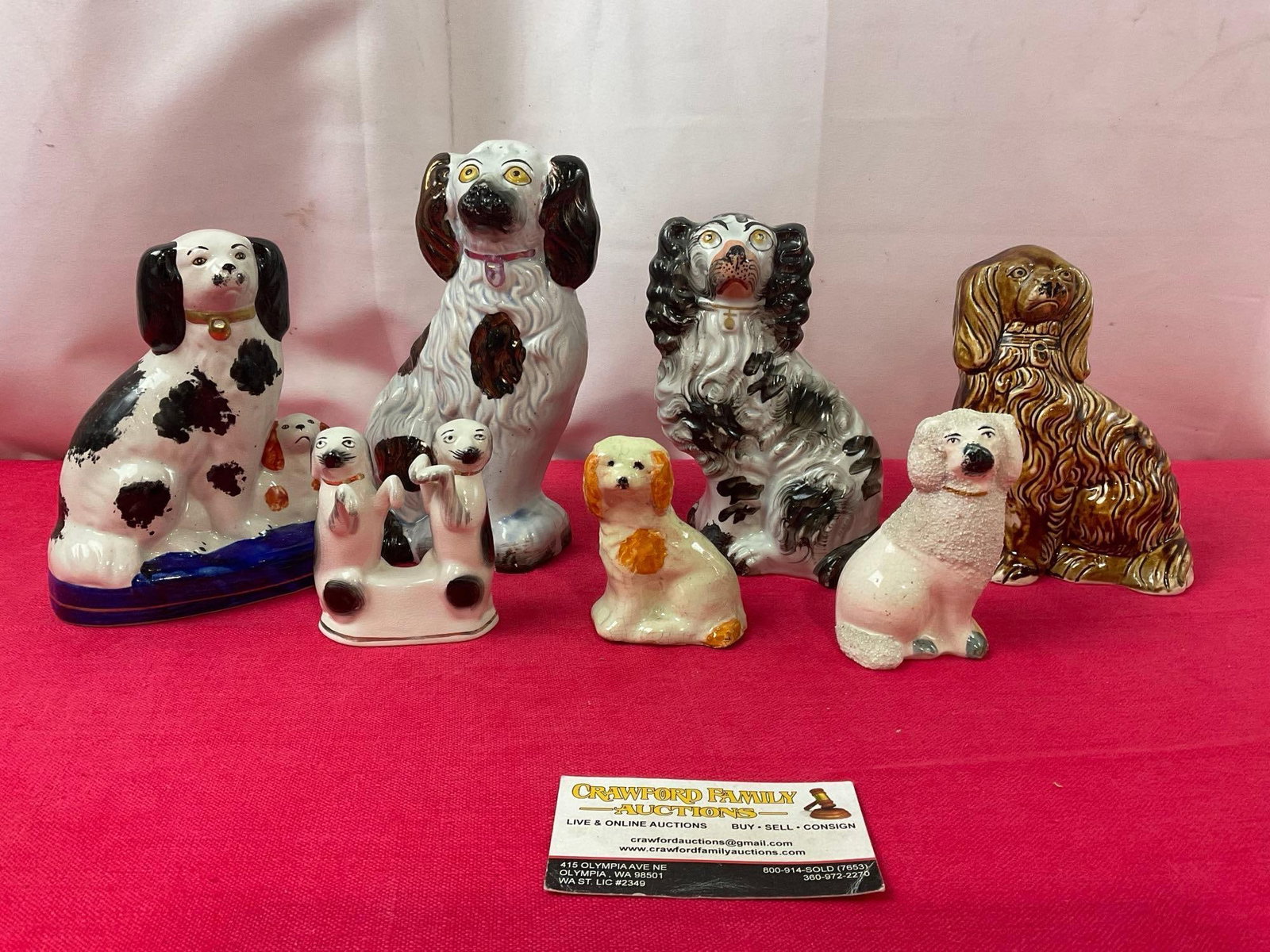 Vintage Staffordshire Dog Figures, 7 pieces, Cocker Spaniel, 7-8 inches tall (1 of 5)