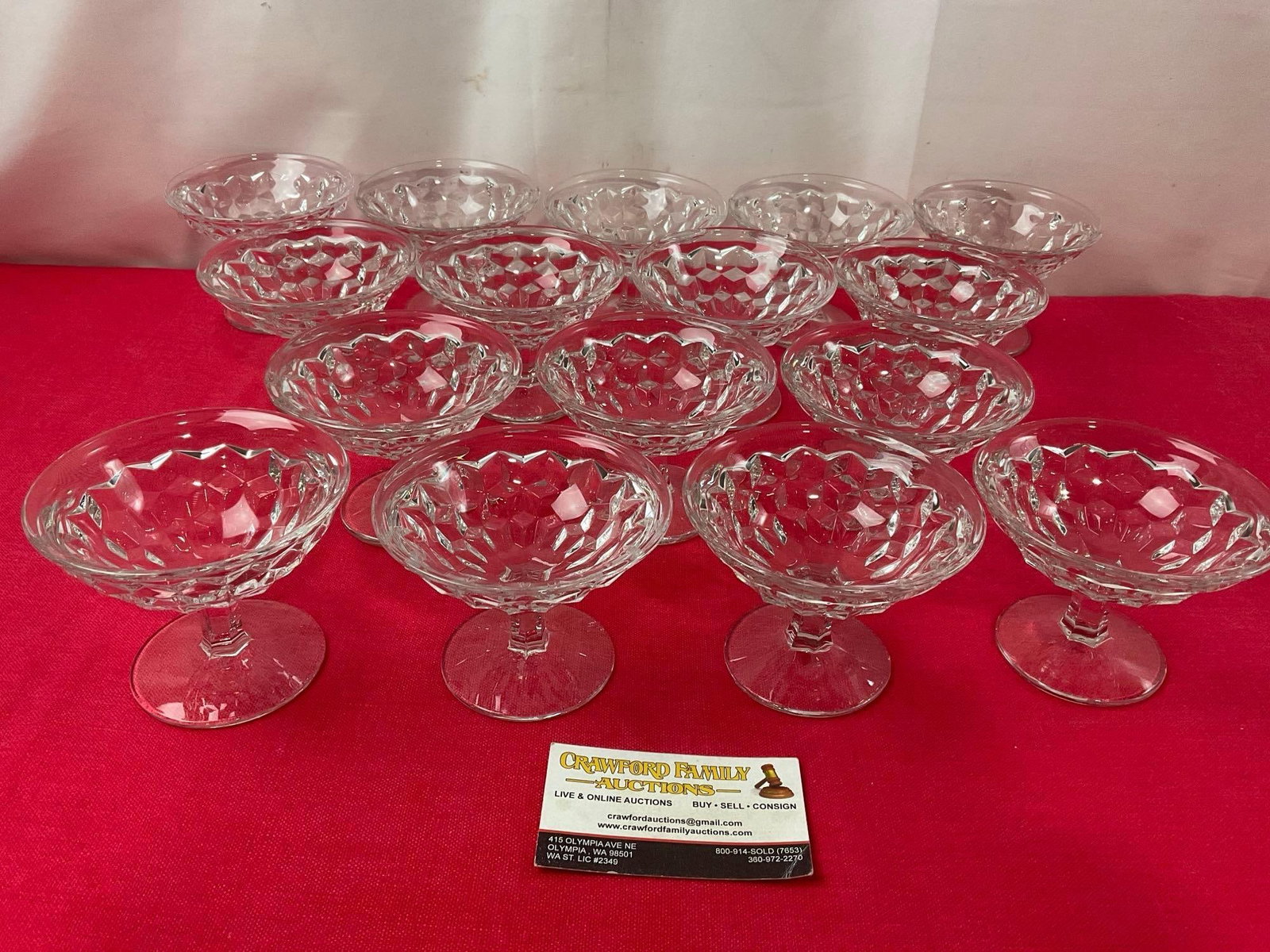 Antique Fostoria American Clear pattern, 16 Dessert Cups, 3.5 inches tall (1 of 4)