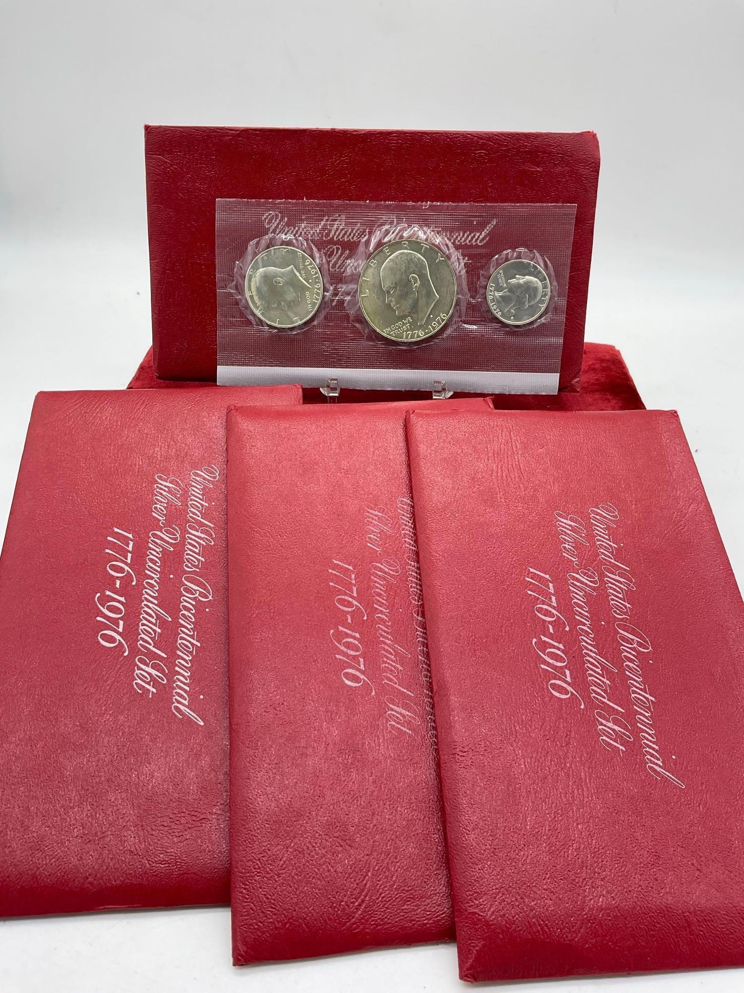 4 x 1776-1976 sealed Bicentennial Silver Uncirculated Sets Eisenhower dollar, Kennedy Half , Quar... (1 of 3)