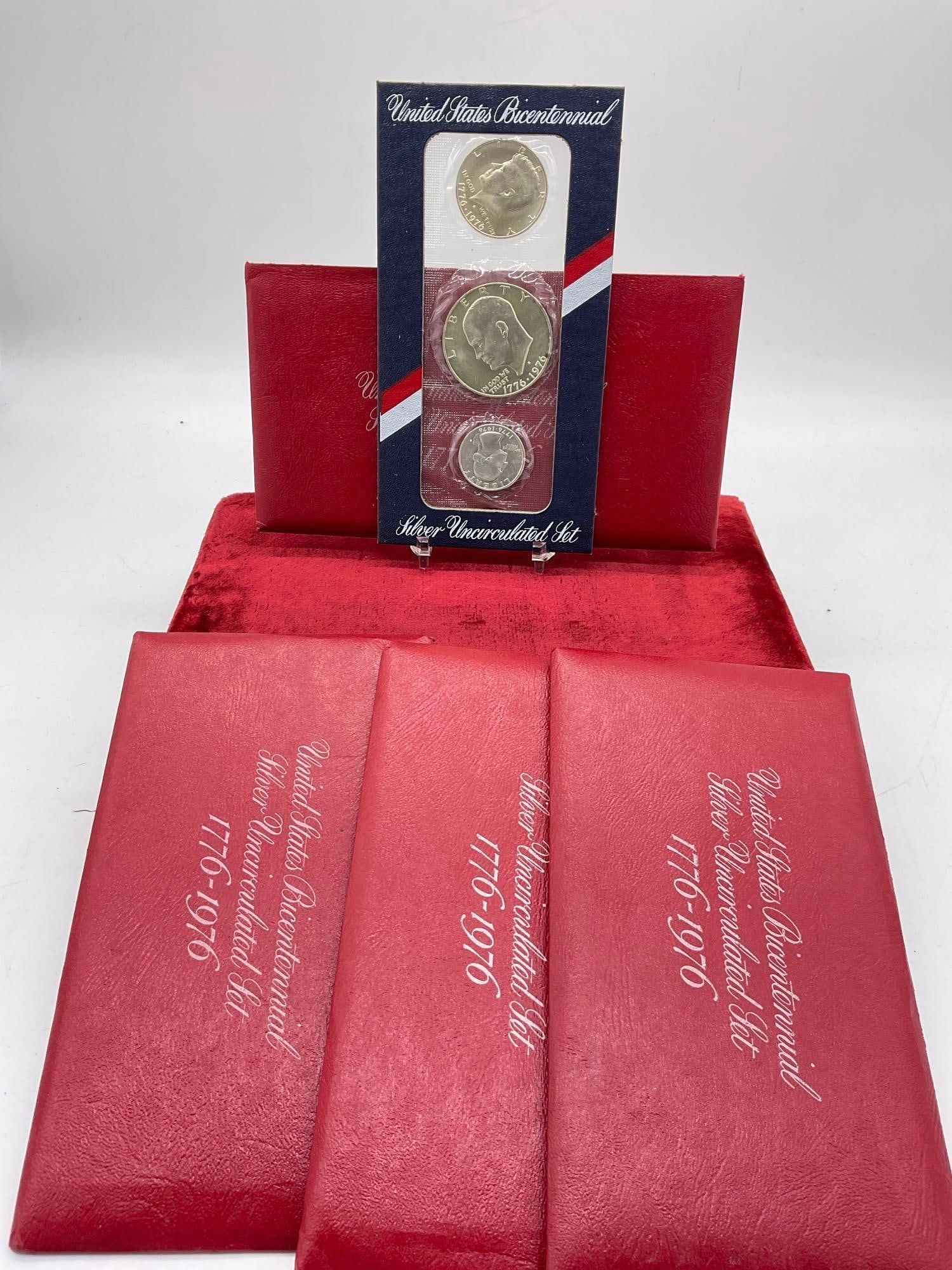 4 x 1776-1976 sealed Bicentennial Silver Uncirculated Sets Eisenhower dollar, Kennedy Half , Quar... (1 of 3)