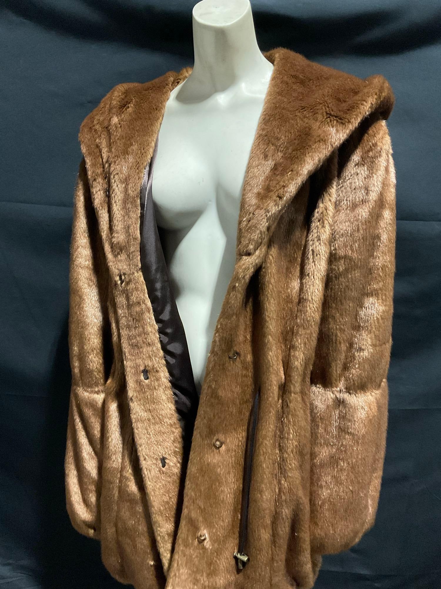 Donna Salyers Fabulous Furs Faux Fur Coat, 2x Size, Shiny Brown in color, 19.5 x 28.5 inches (1 of 7)