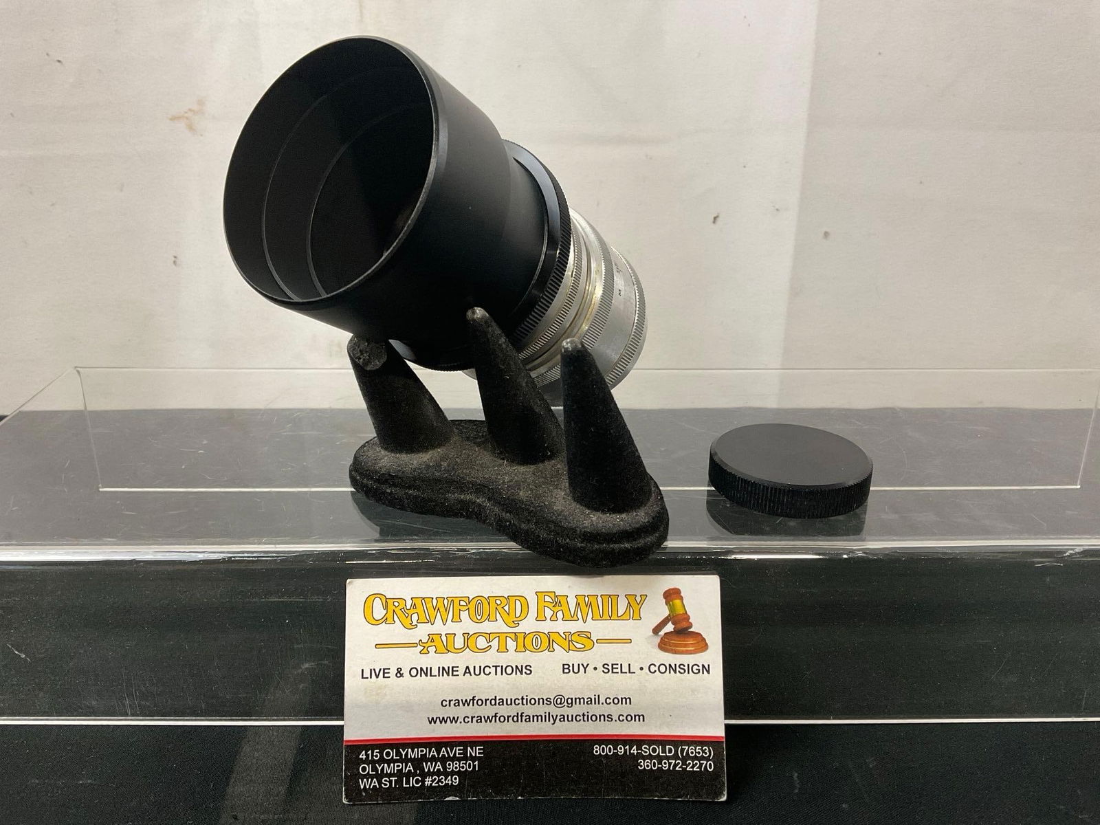 Vintage Soviet Jupiter-9 Camera Lens, silver finish, w/ Japanese 49mm Bellows (1 of 5)