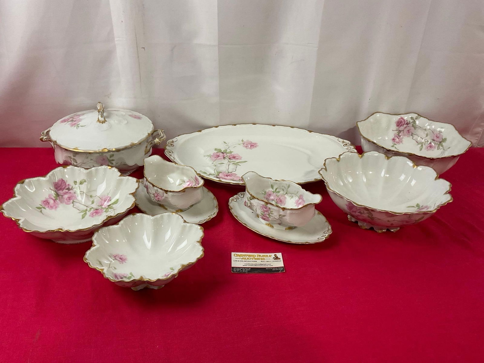 Vintage Haviland Limoges China, Baltimore Rose pattern, 8 pieces of servingware, tureen, & more (1 of 7)