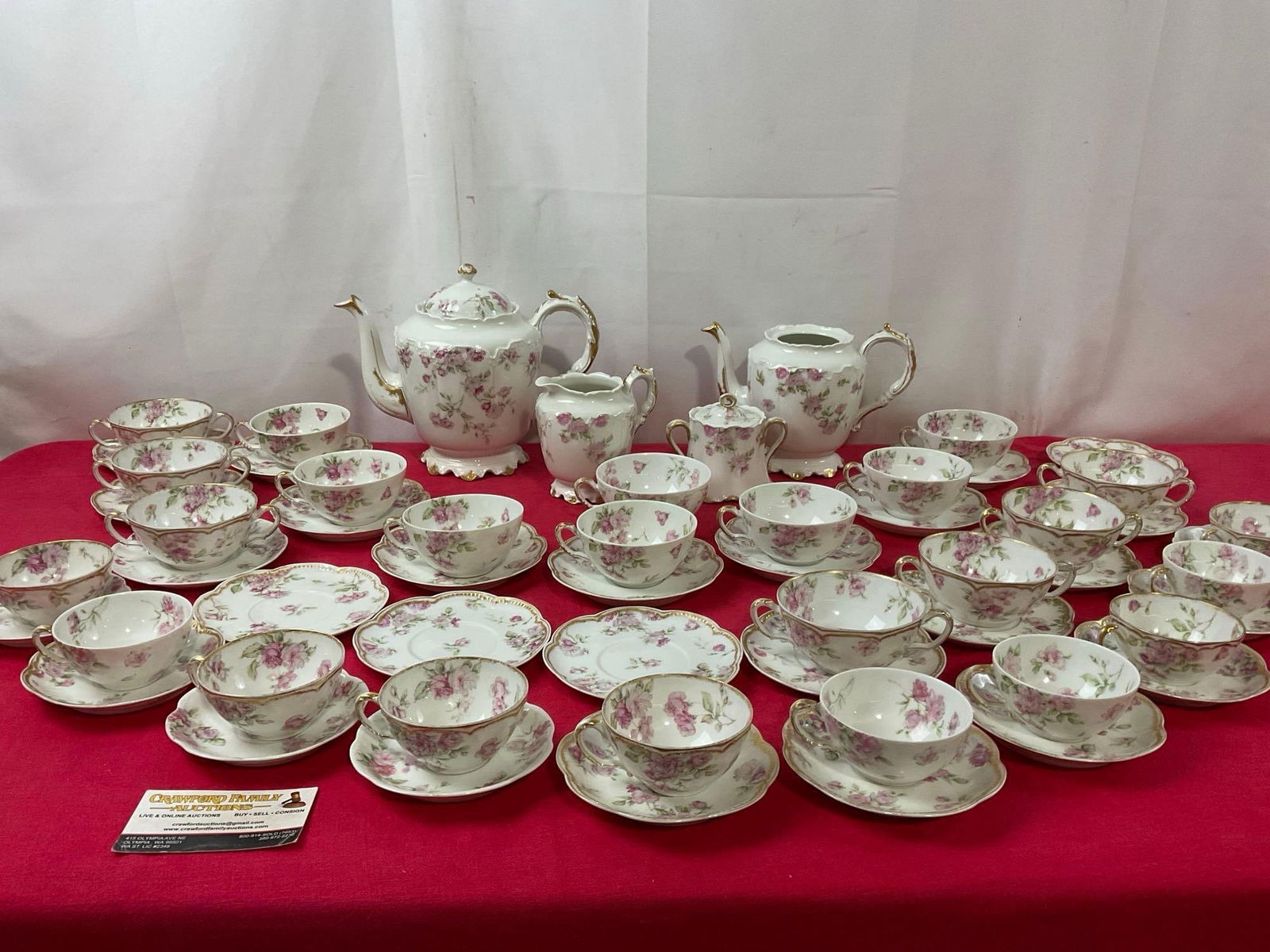 Vintage Haviland Limoges China, Schleiger 39 pattern, various sized tea set, 56 pieces (1 of 7)