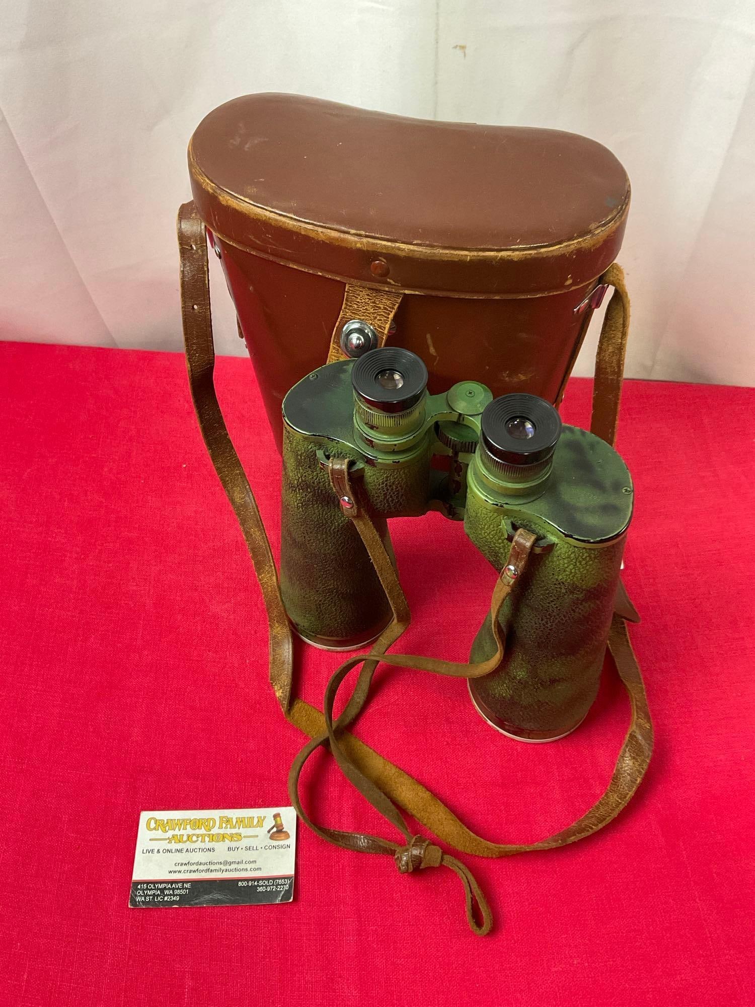 Vintage 1960s Bushnell Kowa 20x60 Field Binoculars, spray painted, w/ Leather case (1 of 7)